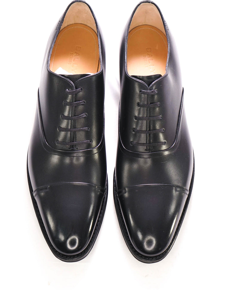 $1,200 BALLY - "SELBY" Goodyear Welt SCRIBE Black Hand Made Oxfords  - 14 US (13 UK)