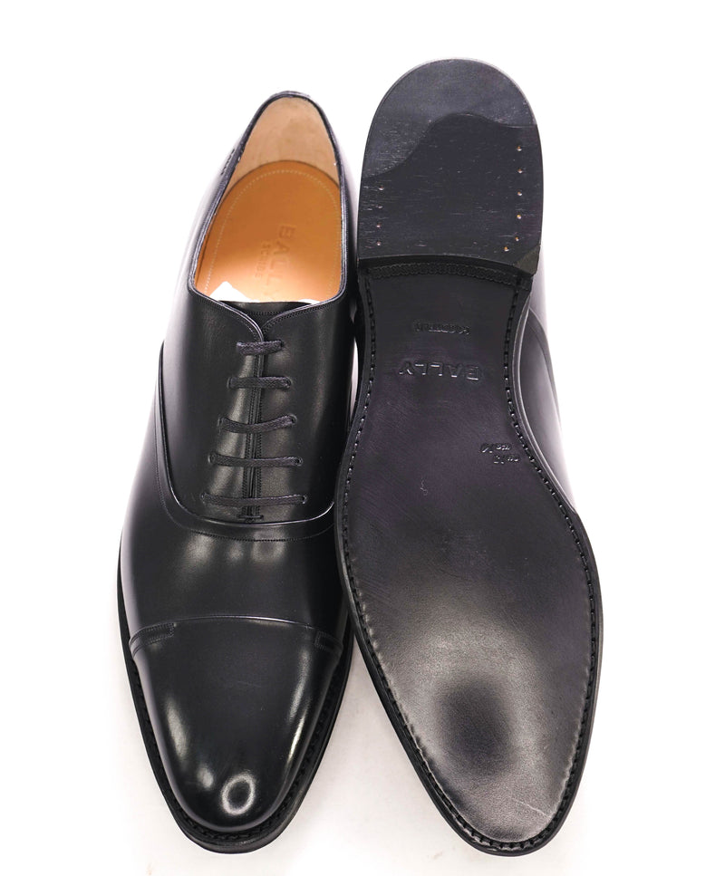 $1,200 BALLY - "SELBY" Goodyear Welt SCRIBE Black Hand Made Oxfords  - 14 US (13 UK)