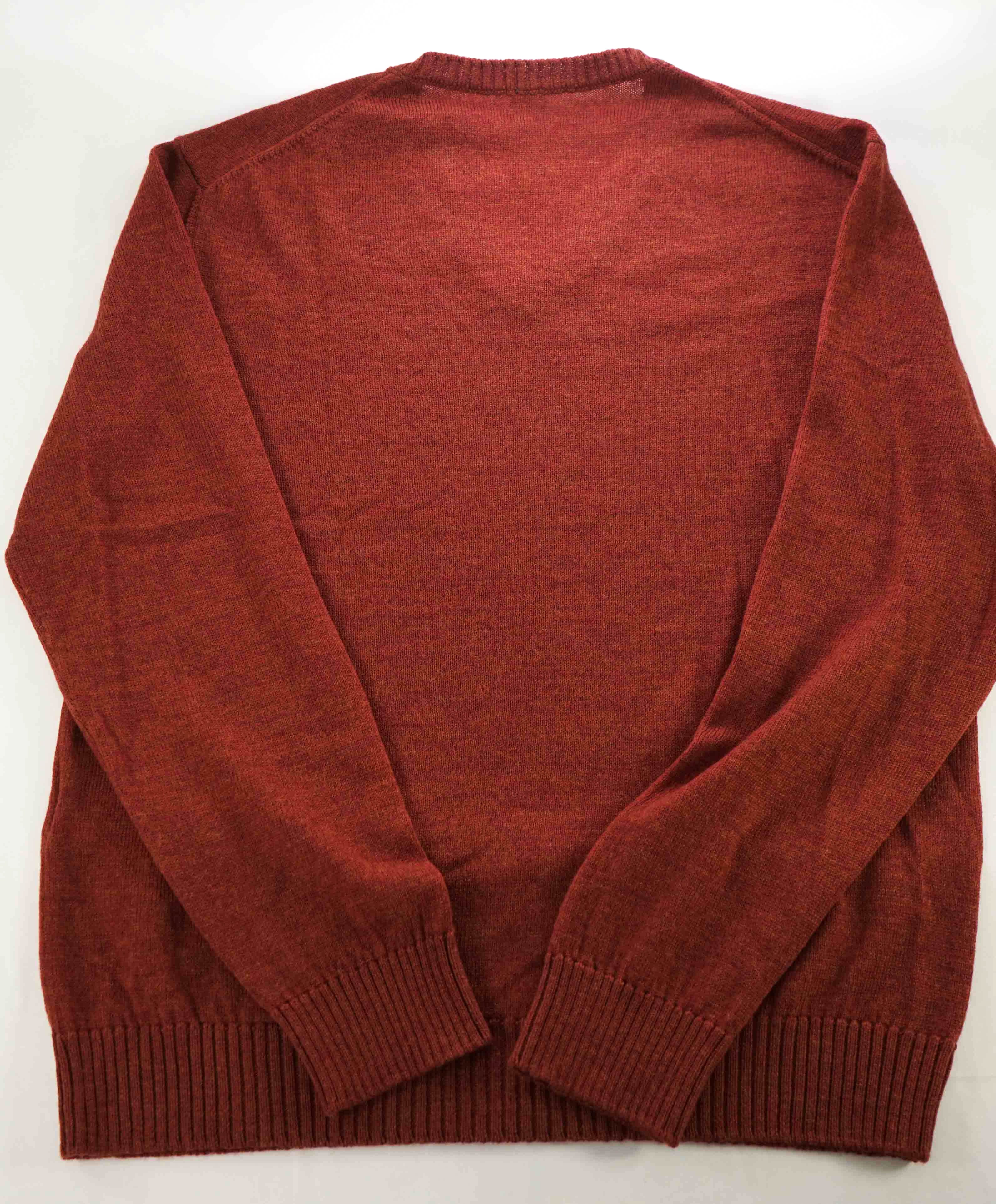 $545 ELEVENTY - Rust Orange Pure Wool V-Neck Sweater - XL