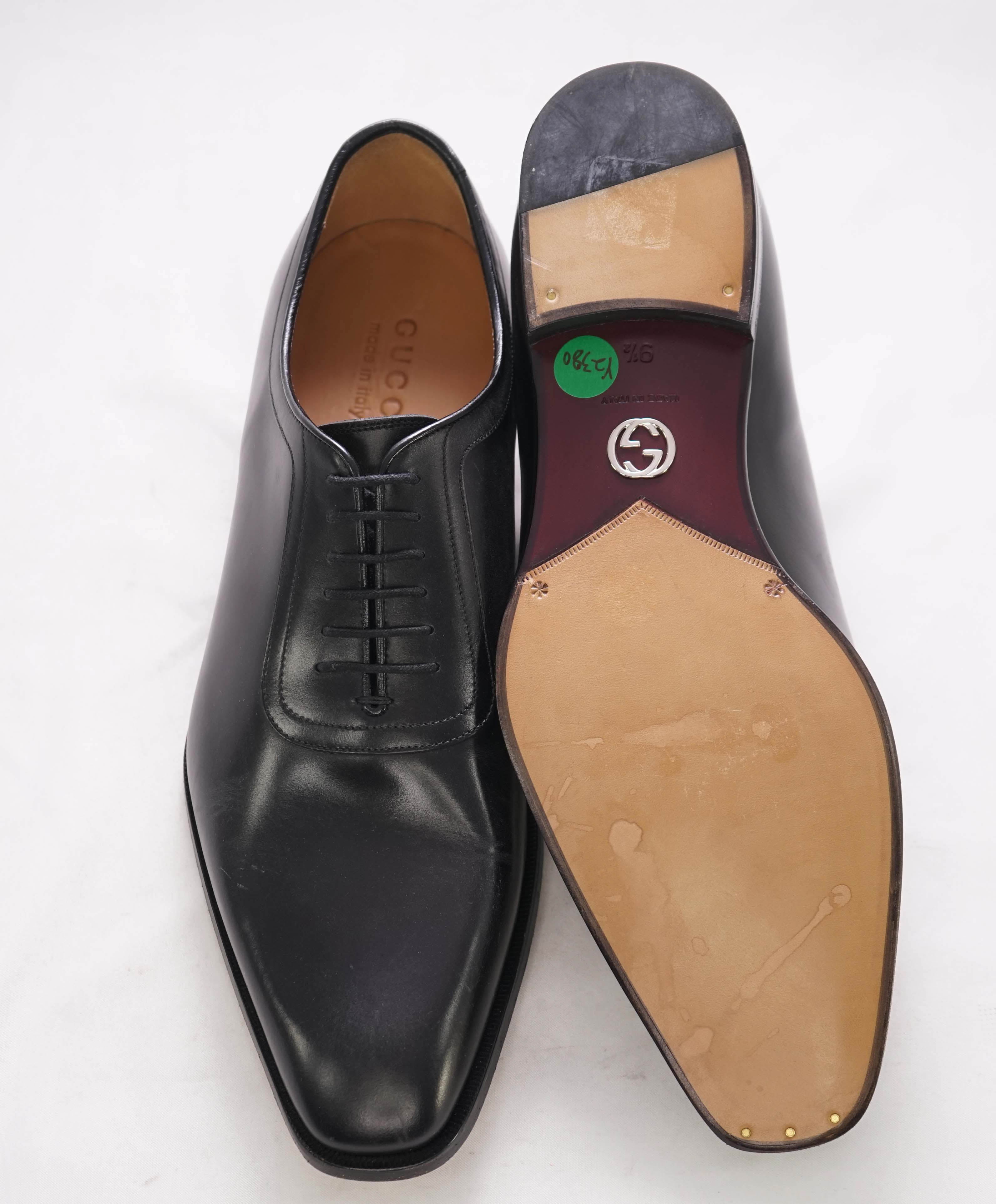 $1,190 GUCCI - Sleek Black MADE IN ITALY Logo Oxford - 10US (9.5G)