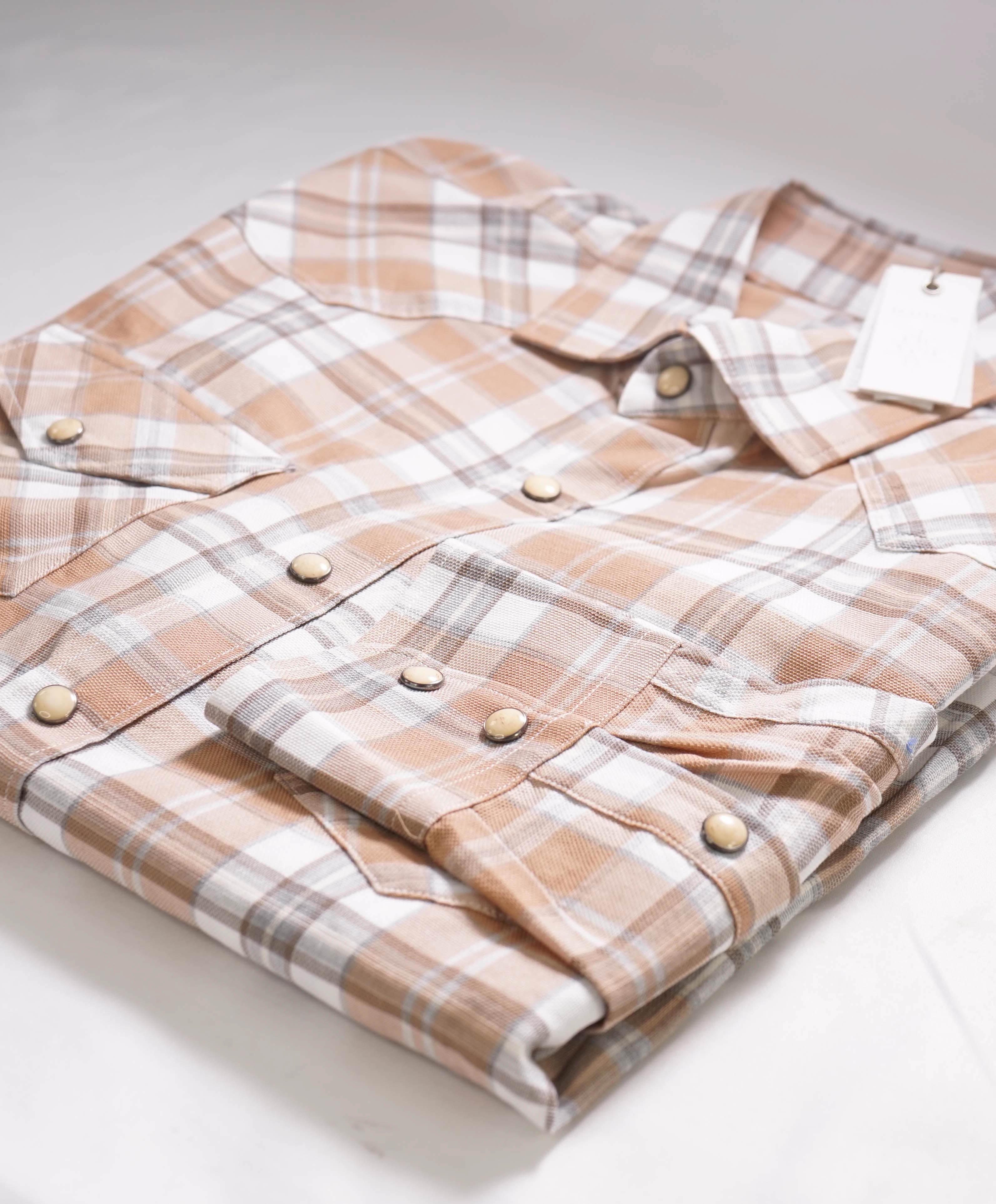 $495 ELEVENTY - *SNAP FRONT*  Neutral Cotton Dress Shirt - M (40)