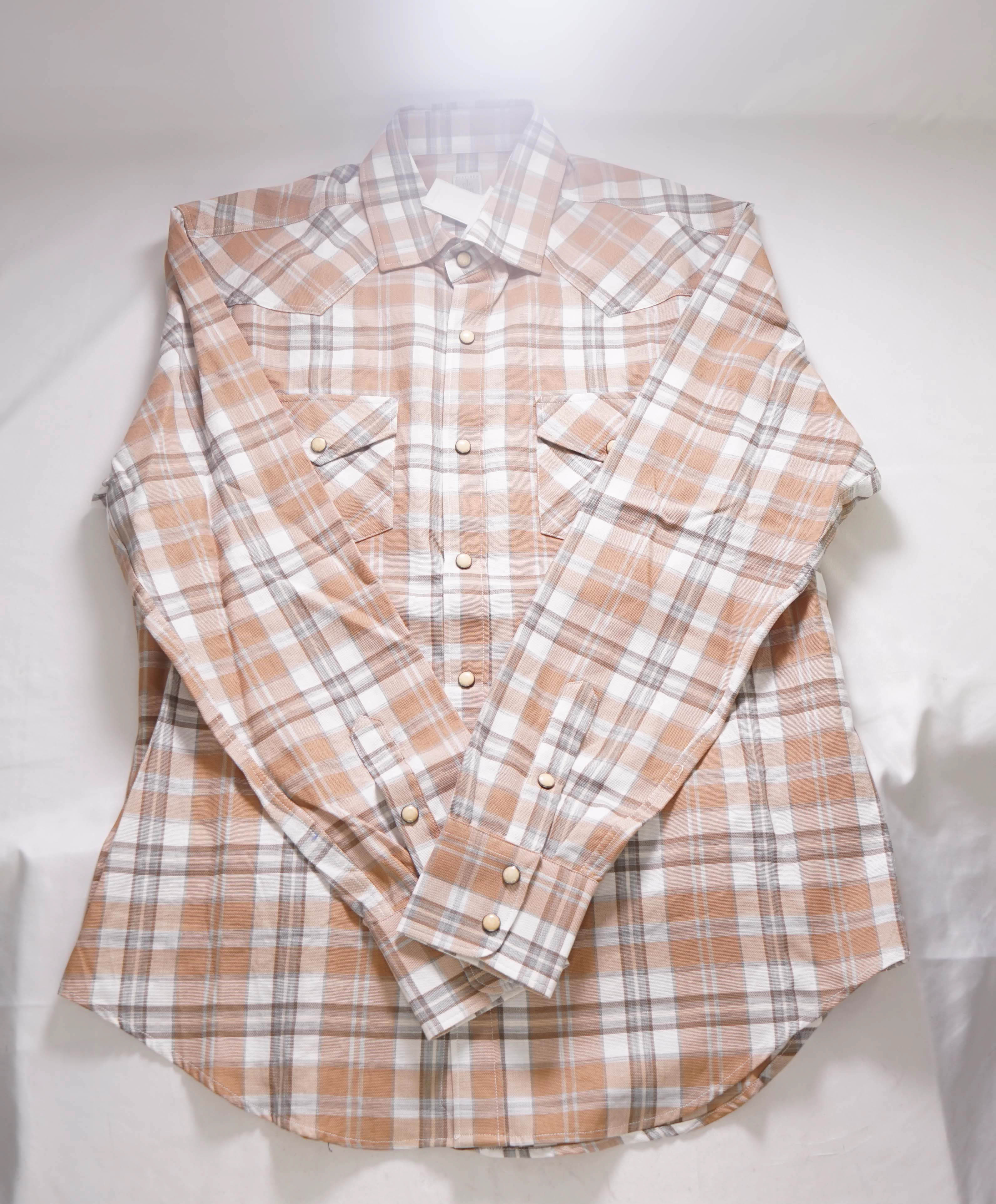 $495 ELEVENTY - *SNAP FRONT*  Neutral Cotton Dress Shirt - L (41)