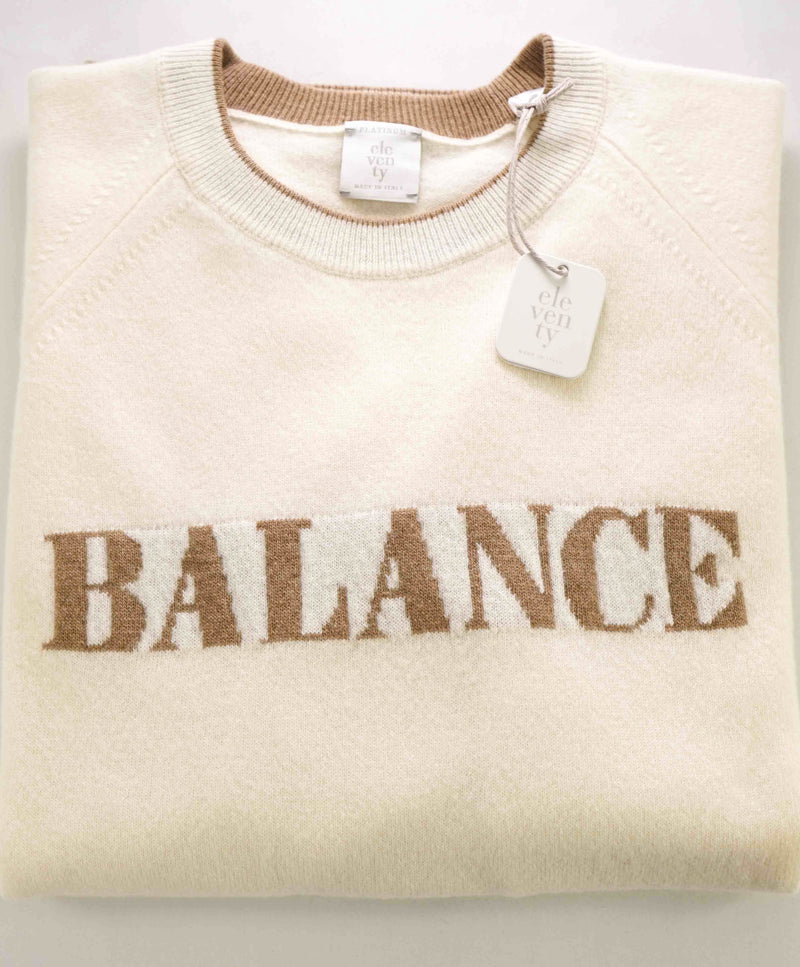 $695 ELEVENTY - Neutral / Ivory Crewneck Premium Pure Wool Sweater - M