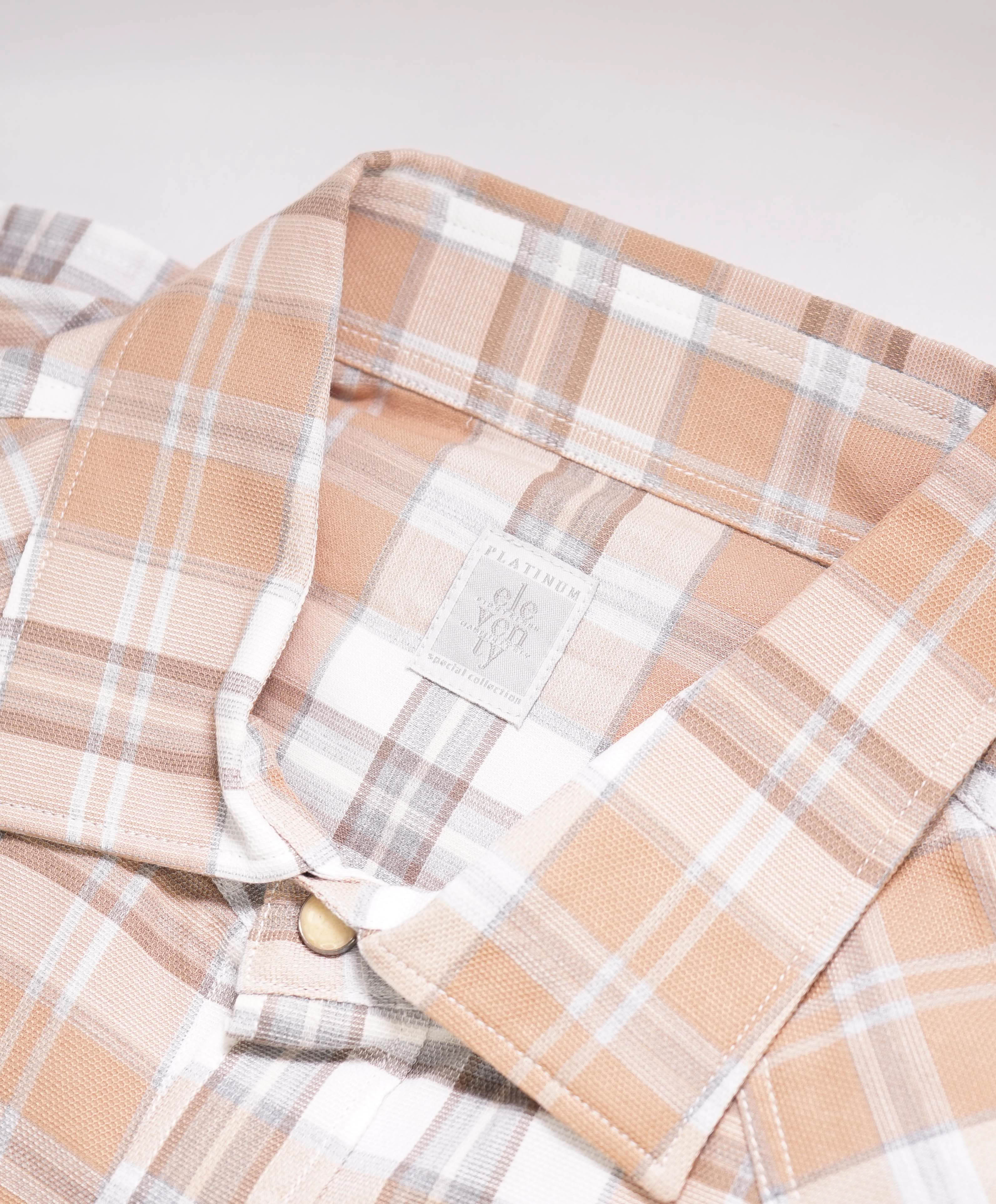 $495 ELEVENTY - *SNAP FRONT*  Neutral Cotton Dress Shirt - M (40)