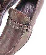 $850 SALVATORE FERRAGAMO - "SARDEGNA" Brown Pebbled Leather Loafers - 8.5 D