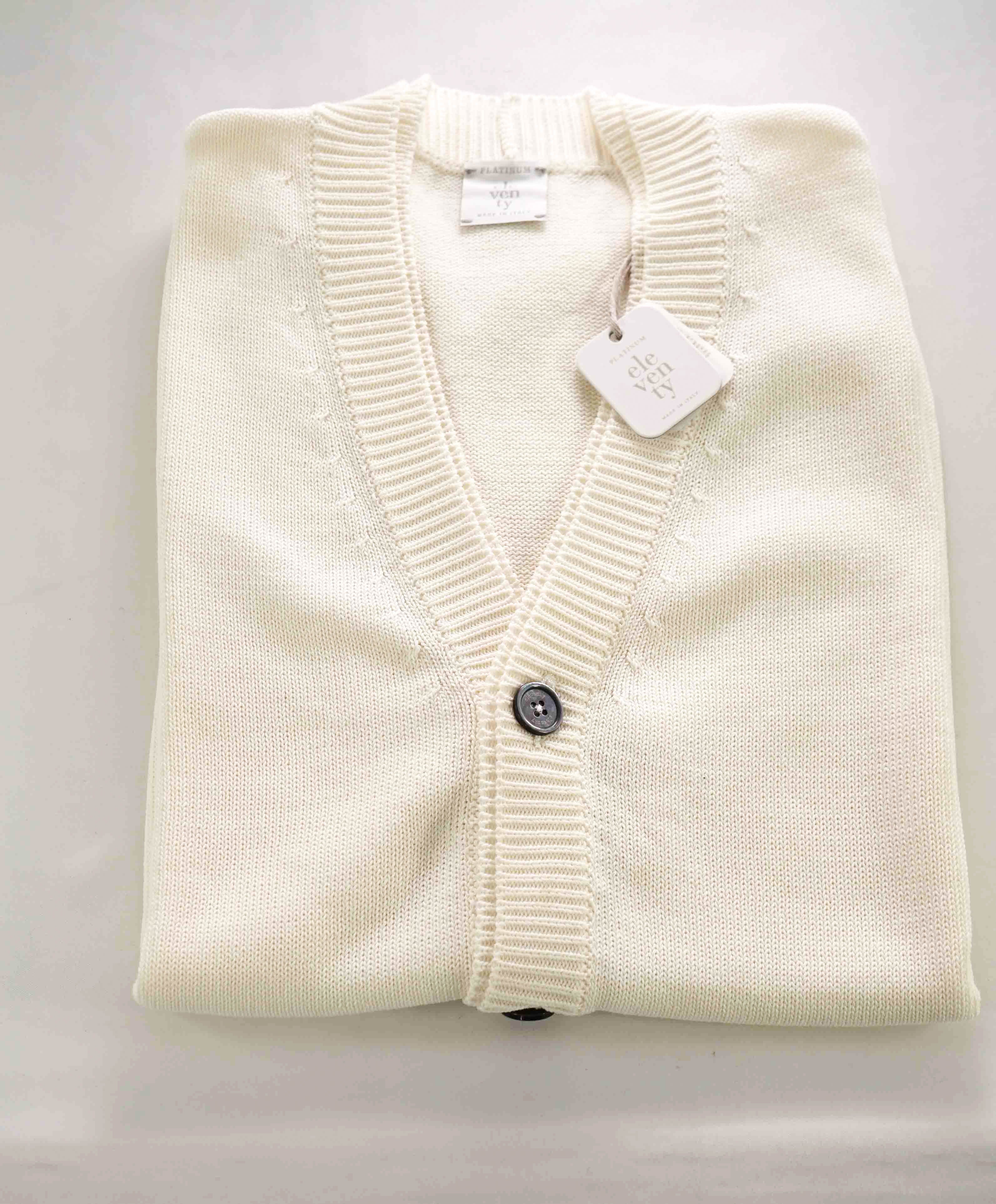 $675 ELEVENTY - Ivory Cotton MOP Button Waistcoat Sweater Vest - Medium