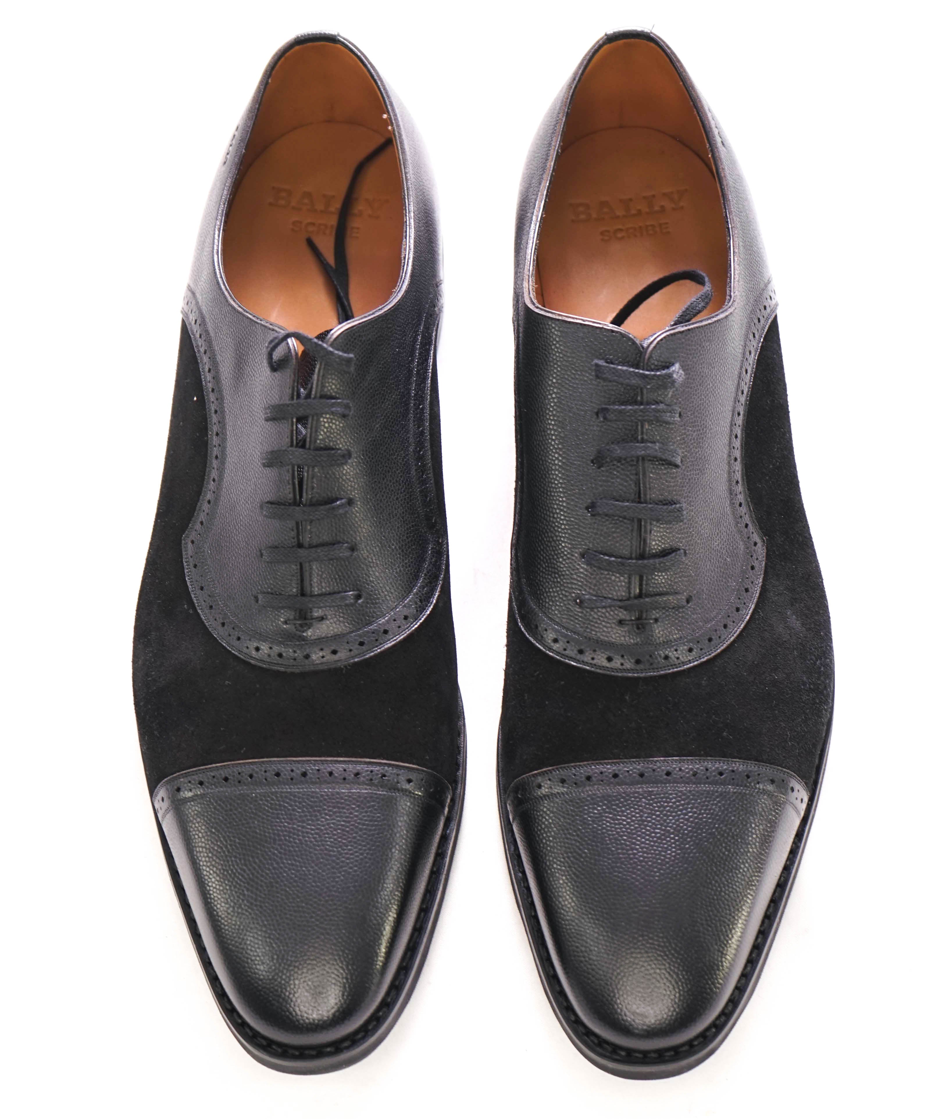 $800 BALLY - "SKLIMANN" Goodyear Welt SCRIBE Black Suede Oxfords  - 11 US (10 UK)