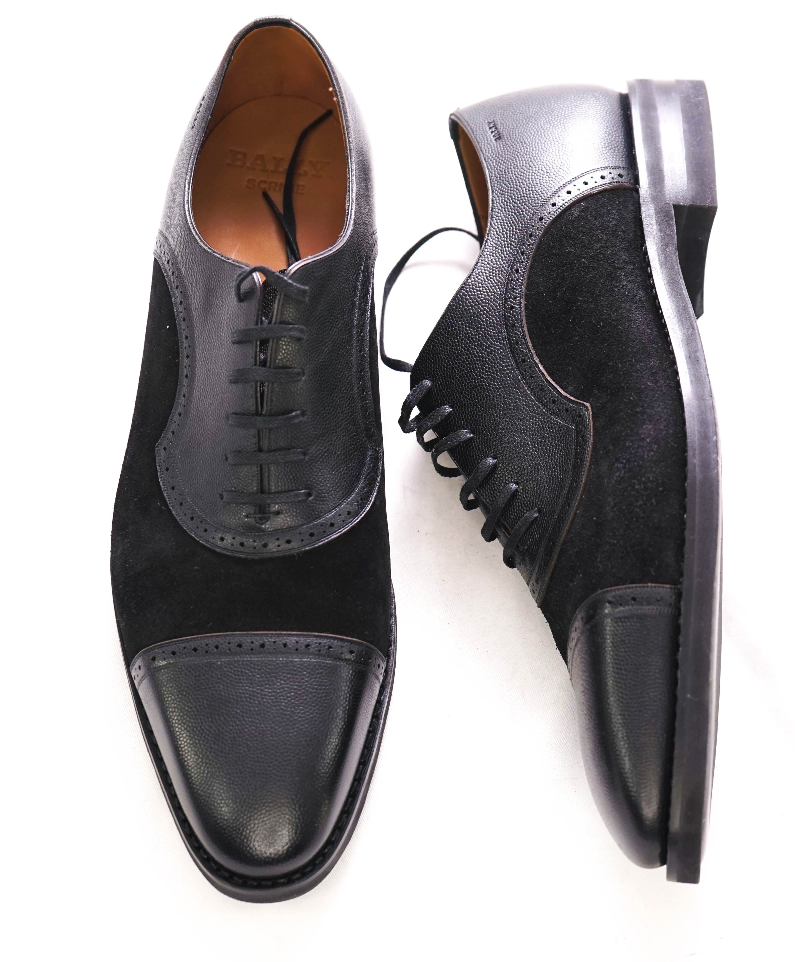 $800 BALLY - "SKLIMANN" Goodyear Welt SCRIBE Black Suede Oxfords  - 11 US (10 UK)