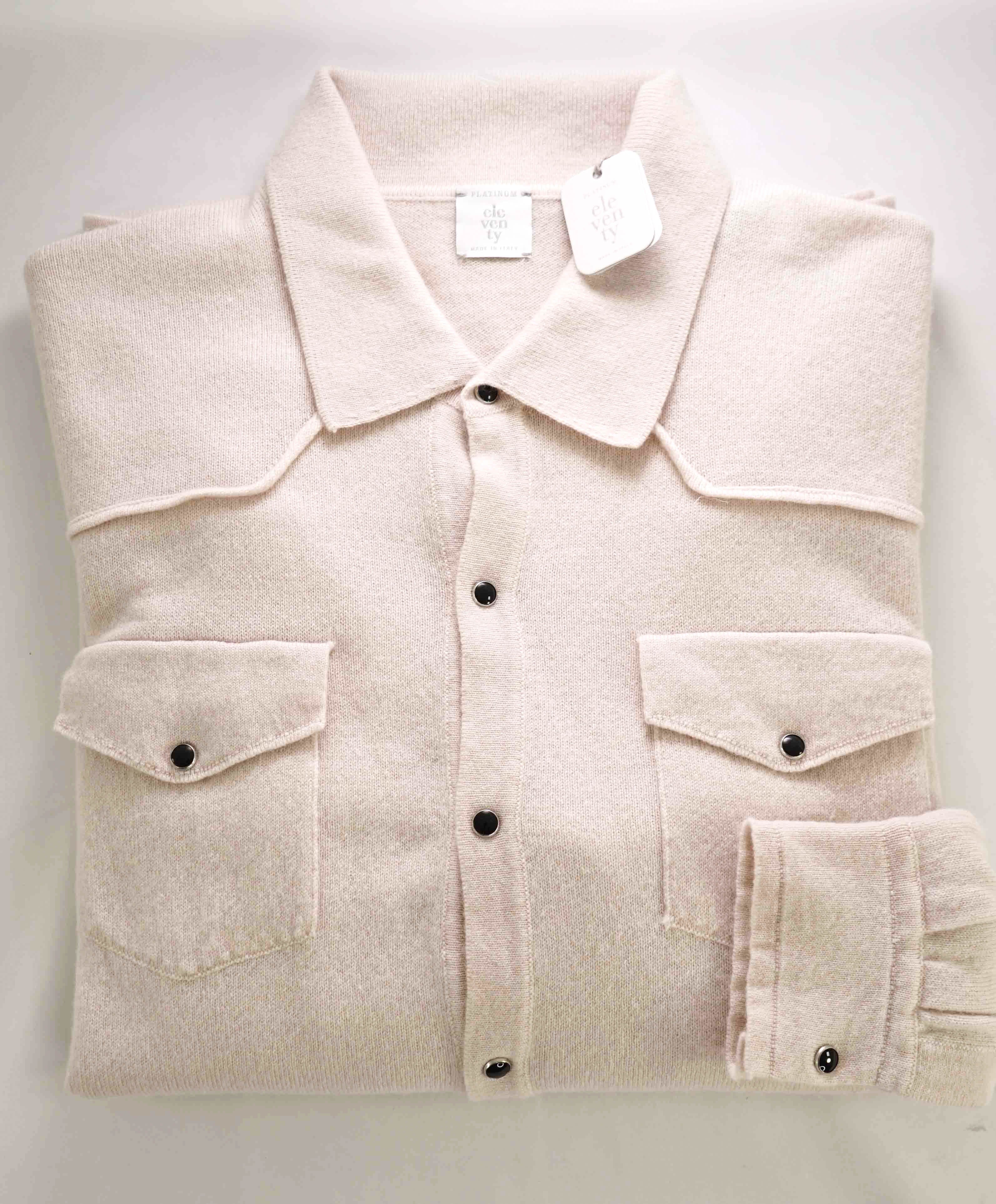 $1,495 ELEVENTY - *PURE CASHMERE* Snap Button Shirt/Jacket Sweater - M