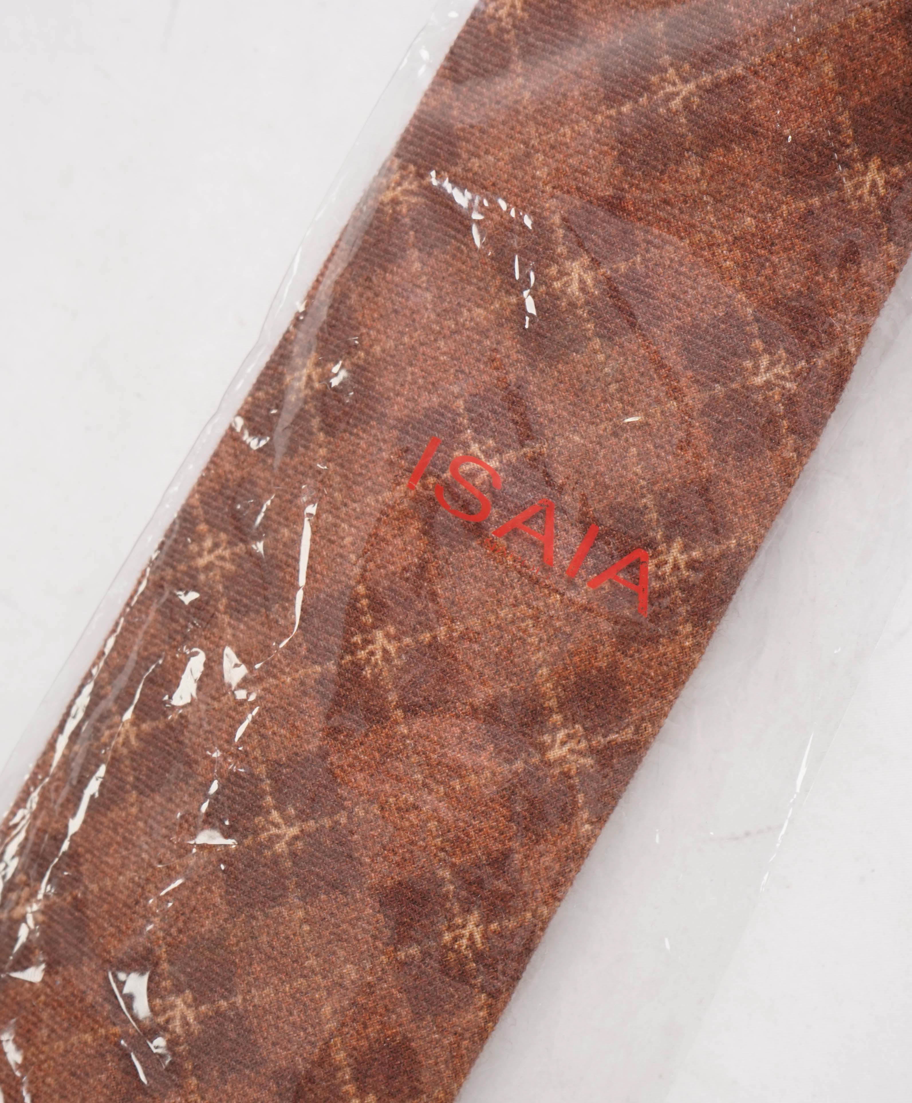 $275 ISAIA - *CORAL LOGO* Napoli Rust Flannel Tonal Wool Tie 3.25" - Tie