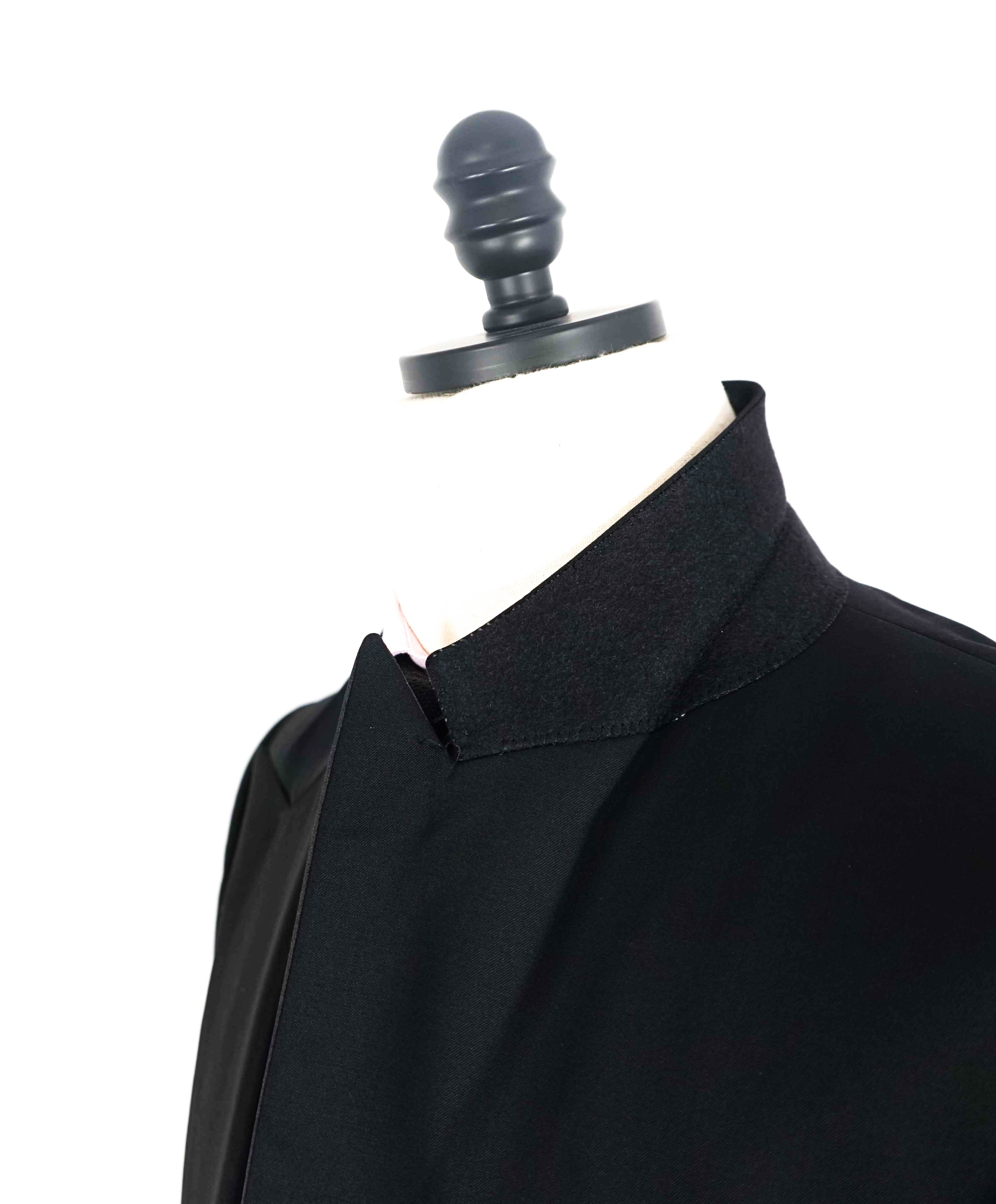 $1,495 HUGO BOSS - "REDA" PEAK LAPEL Super 100 Solid Black 1-Button Tuxedo Suit - 42L