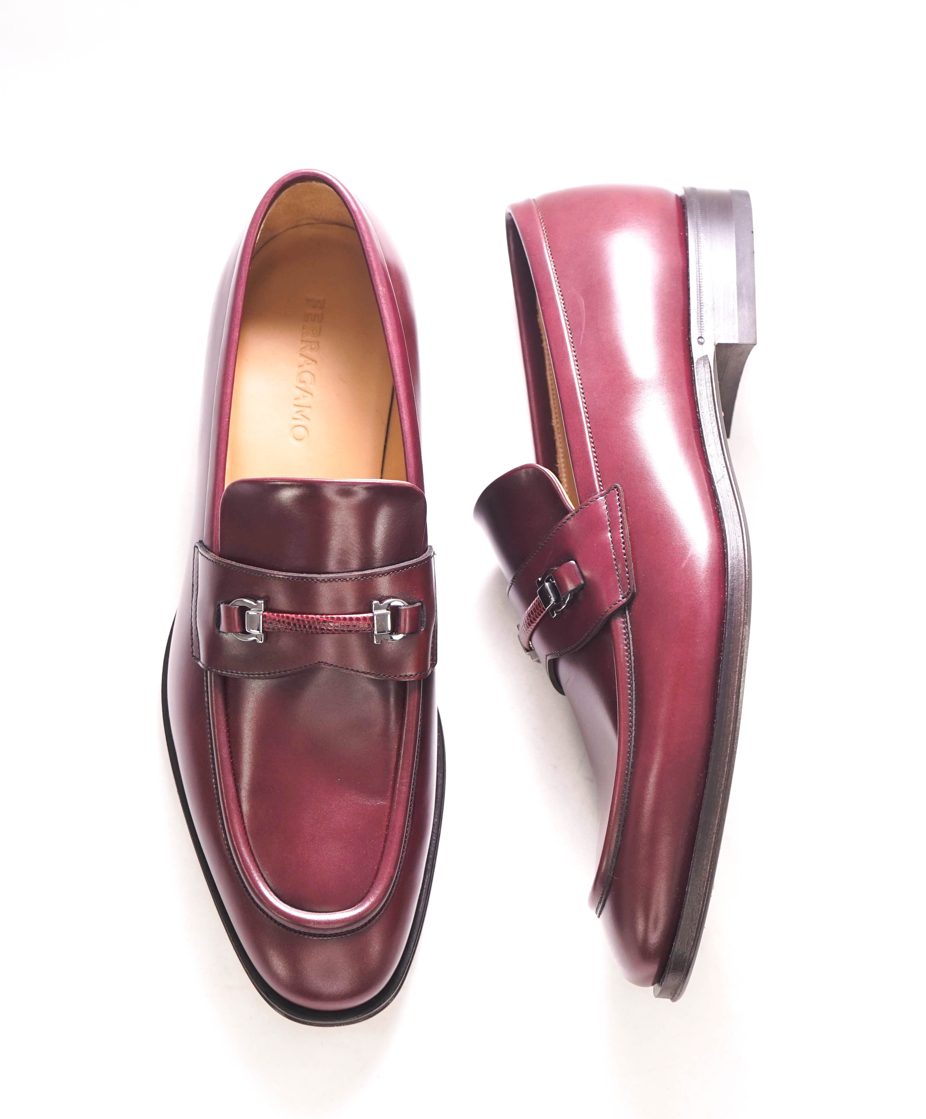 $1,090 SALVATORE FERRAGAMO - "Moccasin with ornament" Dark Barolo Loafer - 10 E US