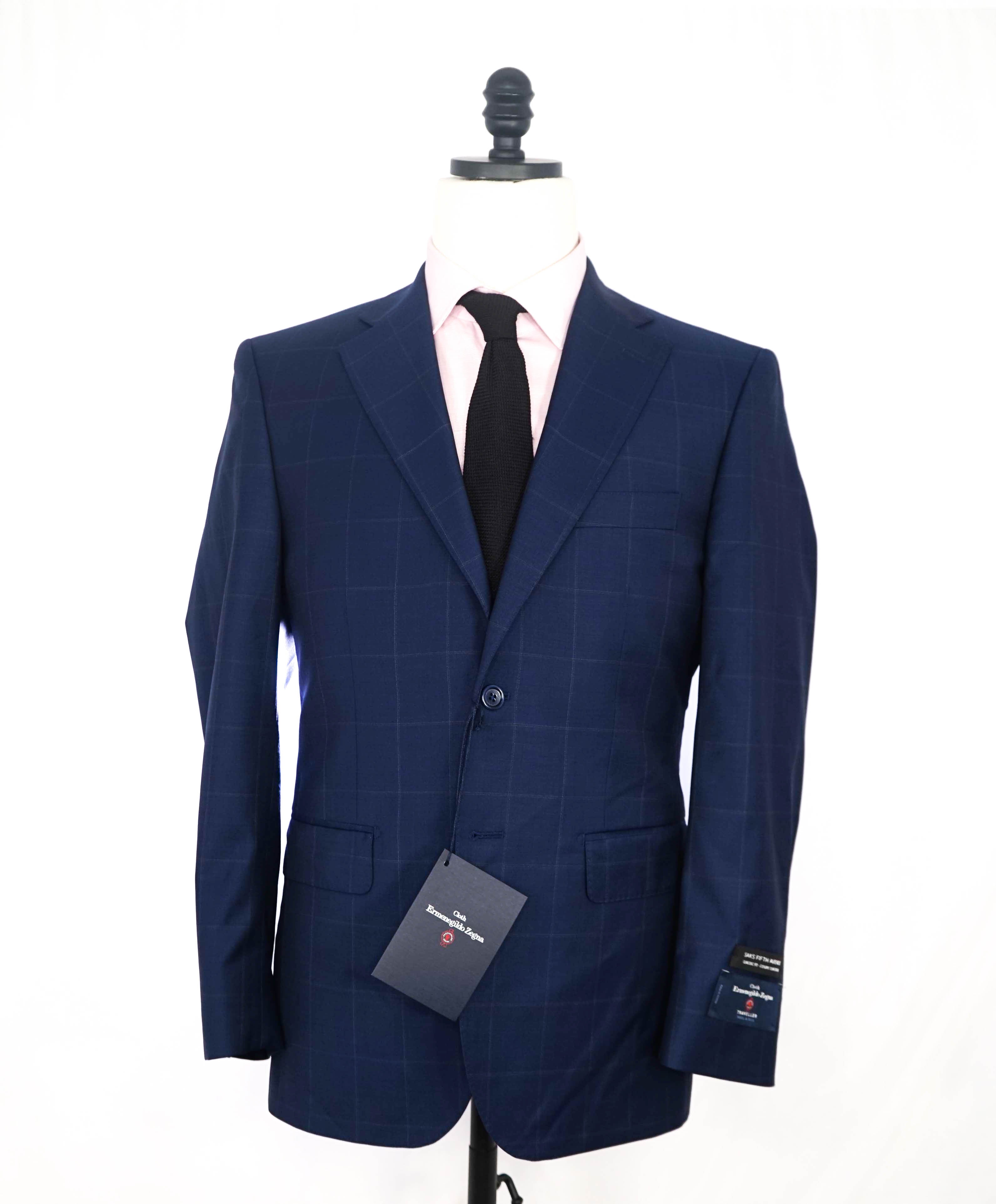 ERMENEGILDO ZEGNA - By SAKS FIFTH AVENUE "Classic" Blue Check Suit - 38S