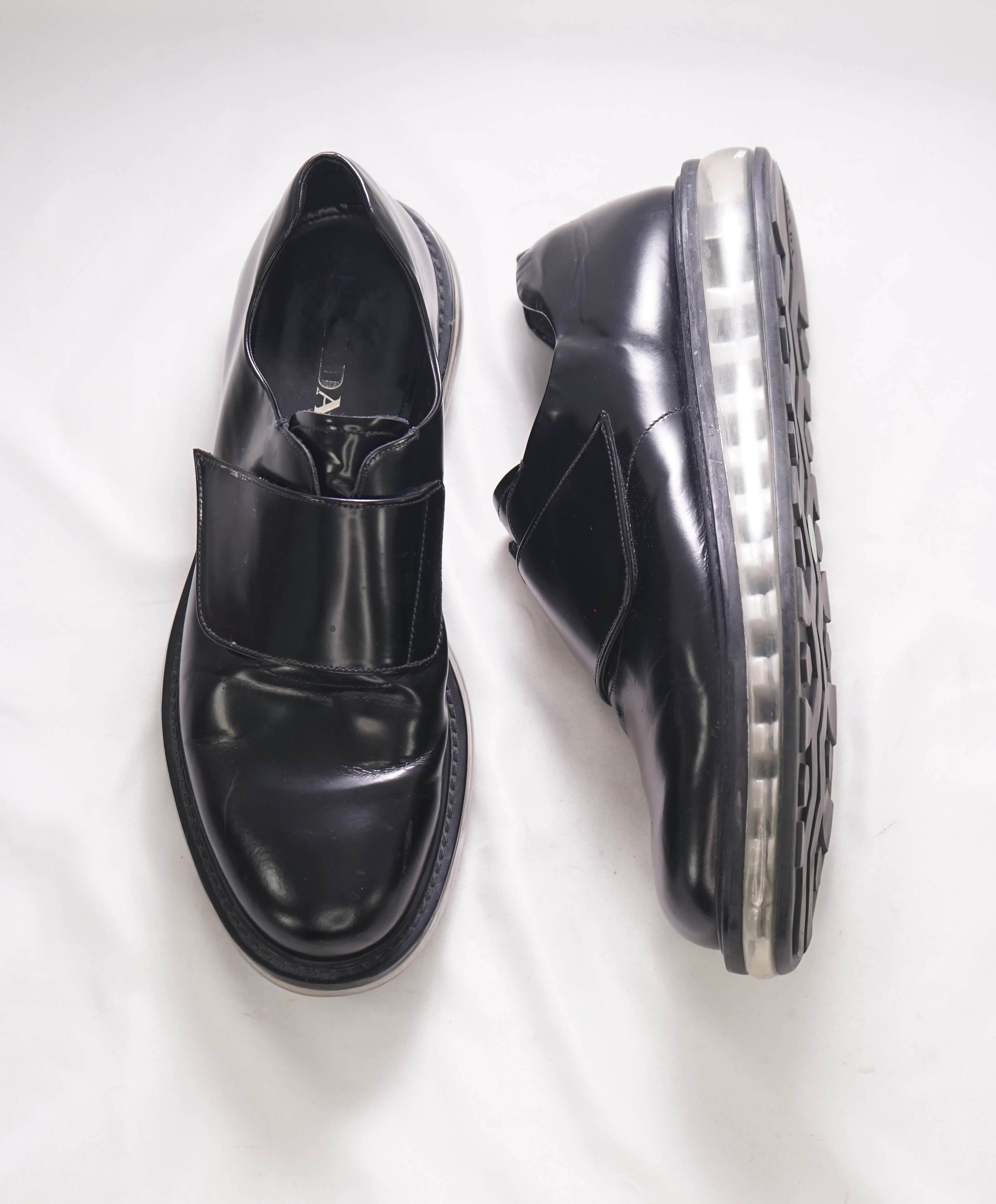 $1,050 PRADA - Black Lug Sole Air levitate Velcro derby shoes - 11 US (10 Prada)