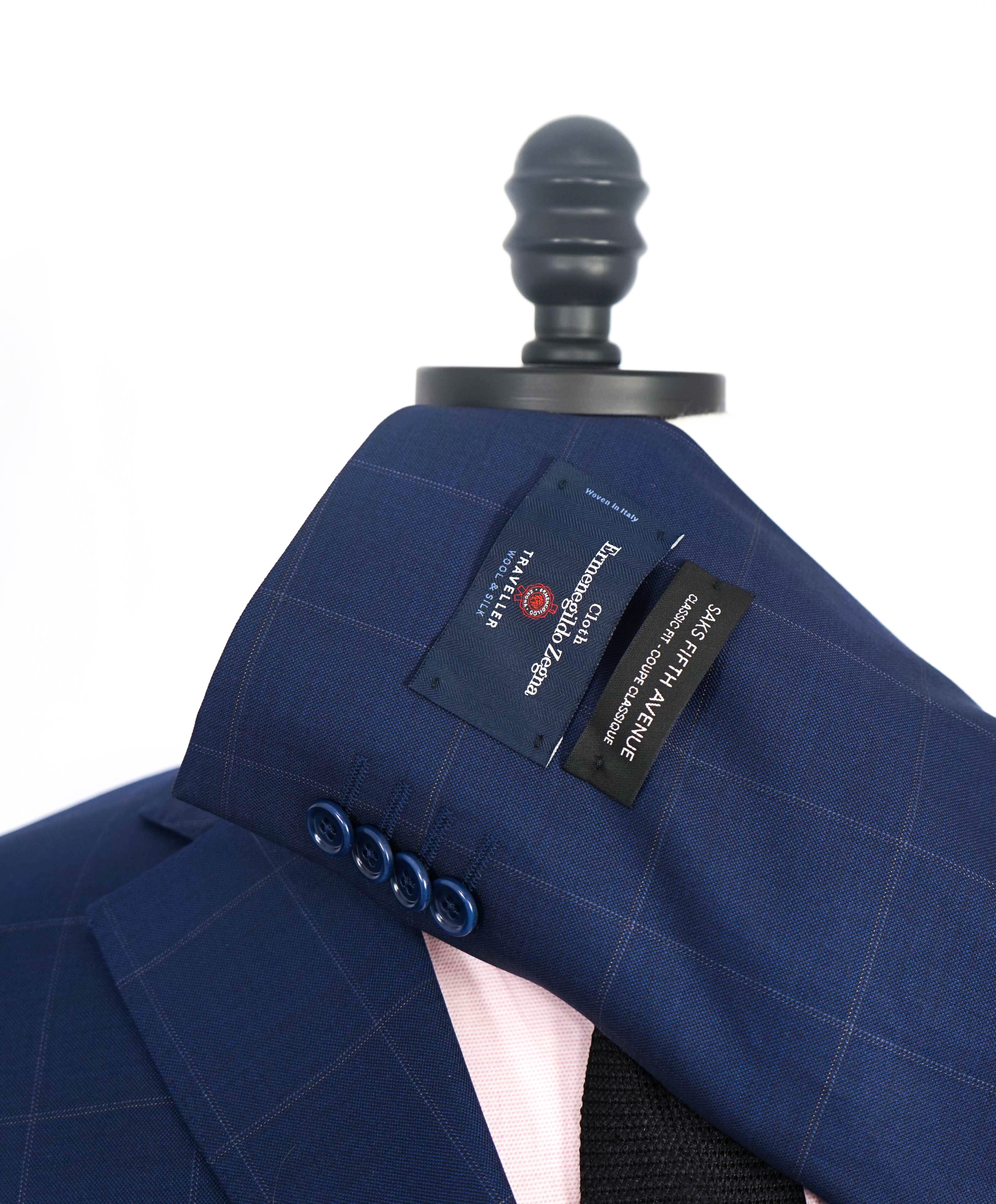 ERMENEGILDO ZEGNA - By SAKS FIFTH AVENUE "Classic" Blue Check Suit - 38S