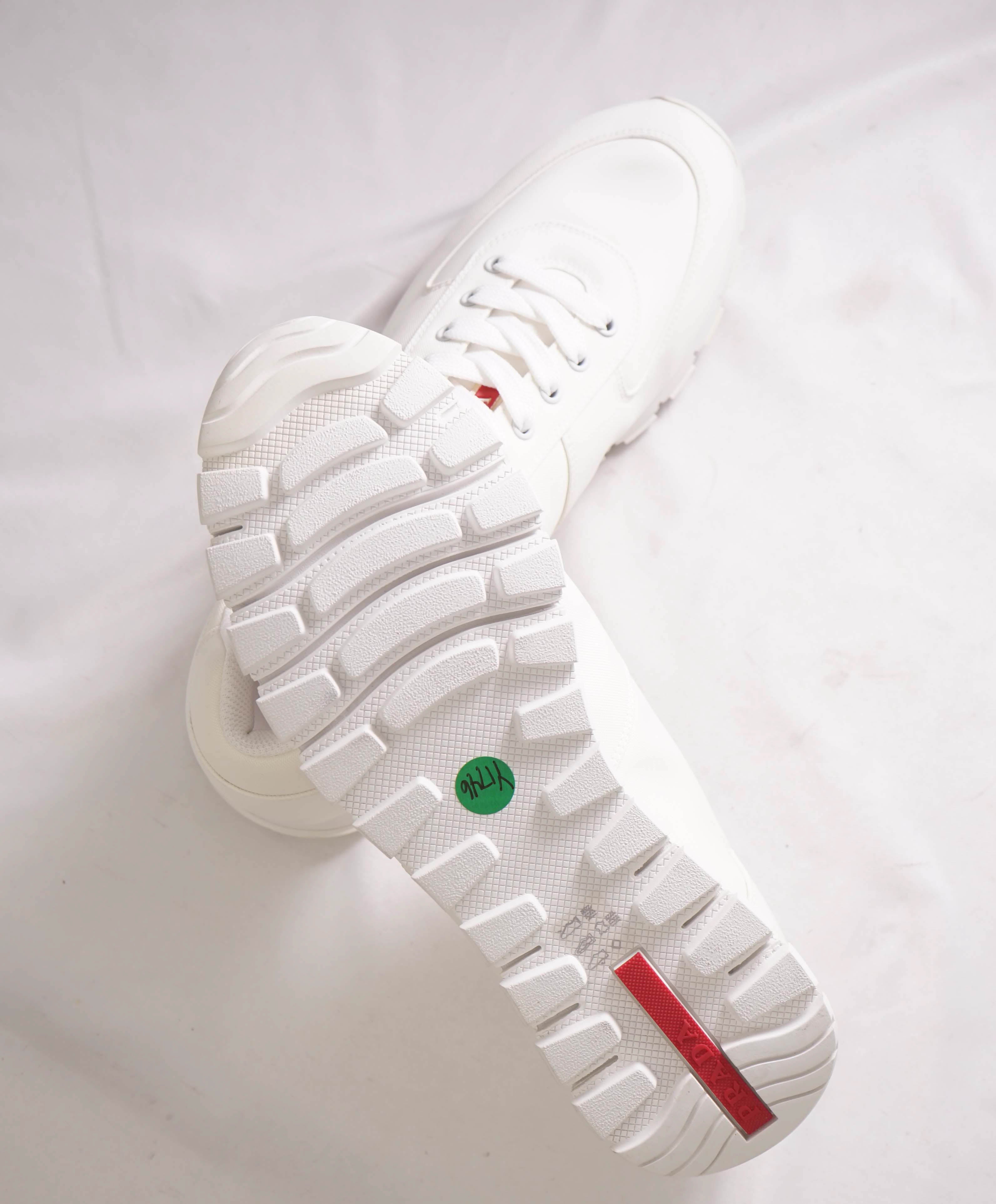 $950 PRADA - *Line Rossa* White Sneakers With Logo Detail - 12.5 US (11.5 IT)