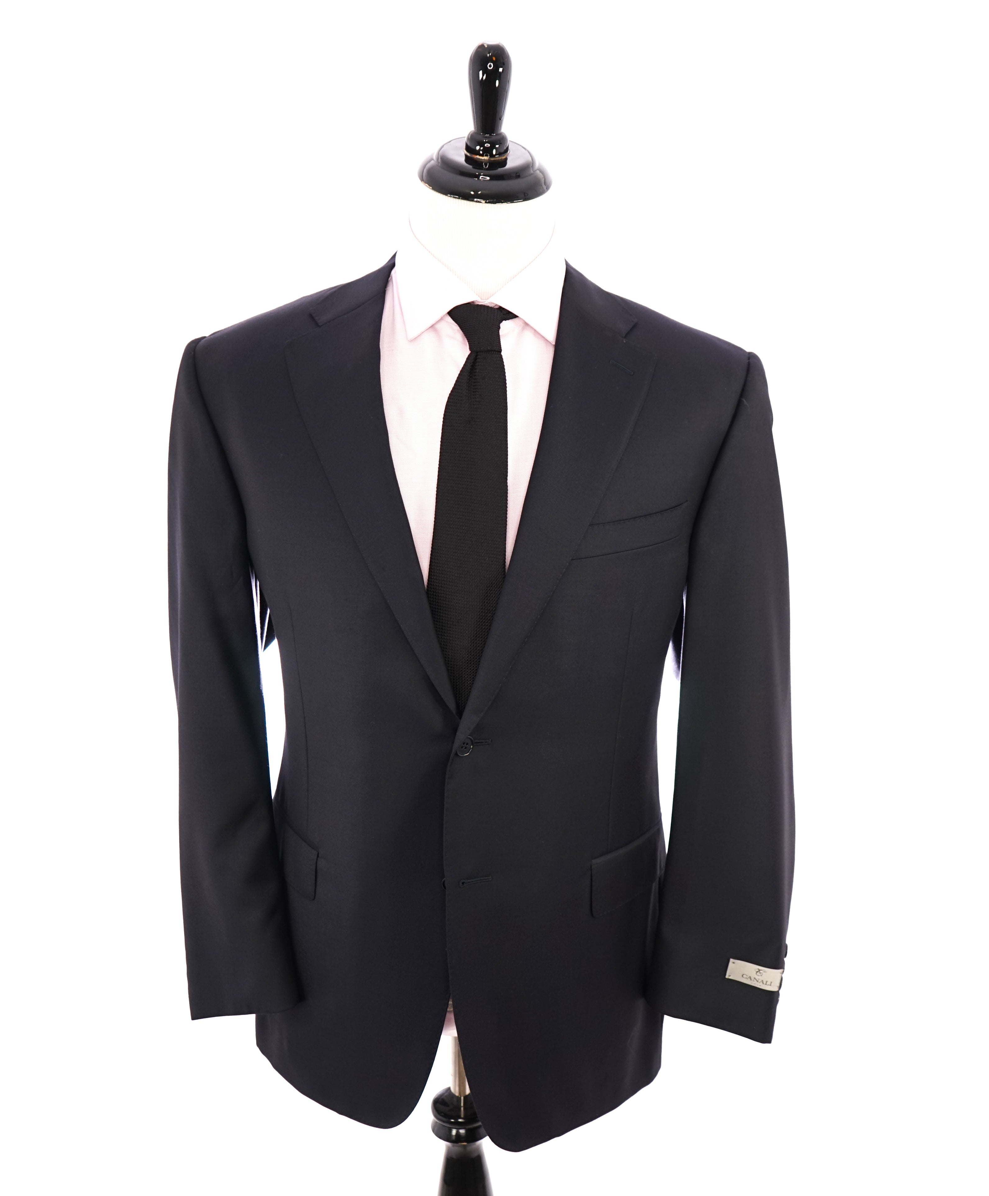 $1,795 CANALI - *CLOSET STAPLE*  Solid Navy Blue Notch Lapel Blazer - 46S