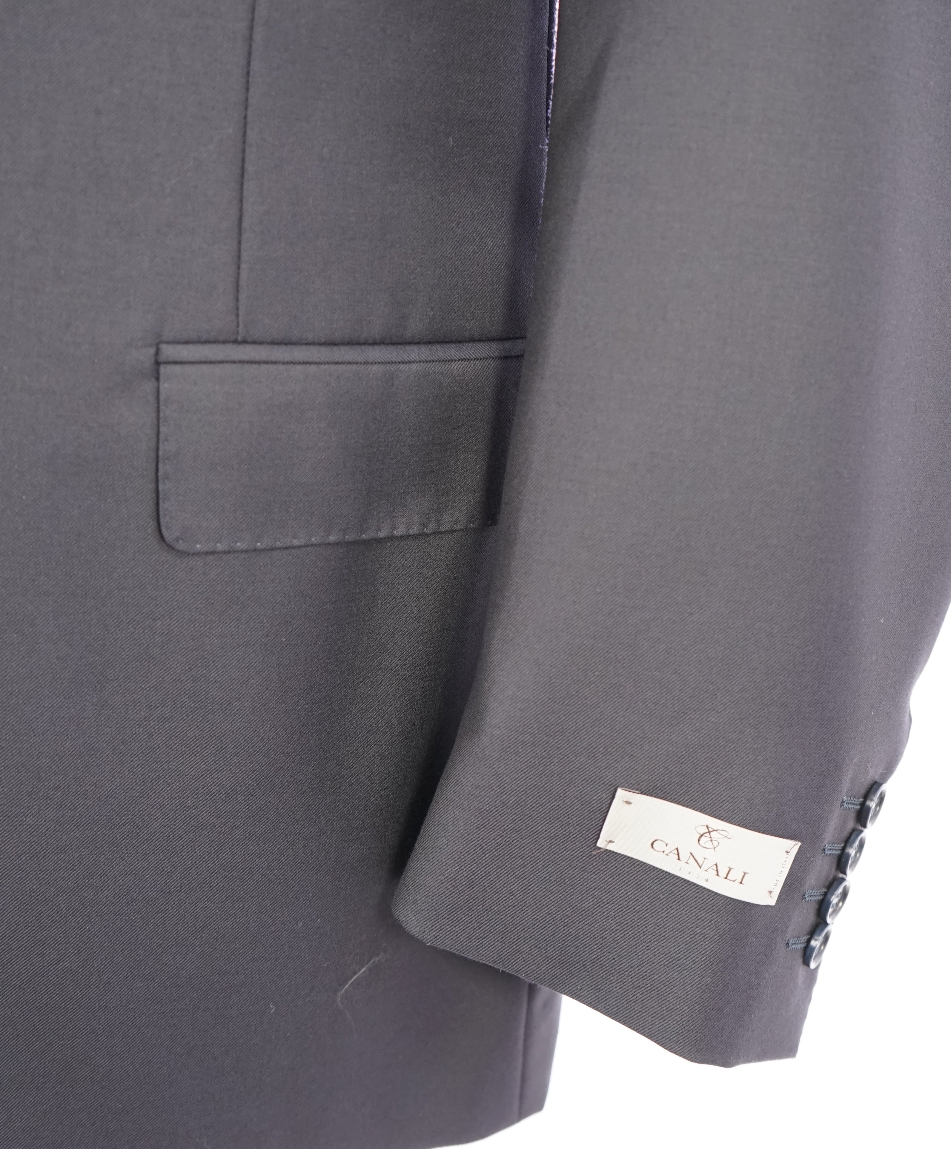 $1,795 CANALI - *CLOSET STAPLE*  Solid Navy Blue Notch Lapel Blazer - 48R