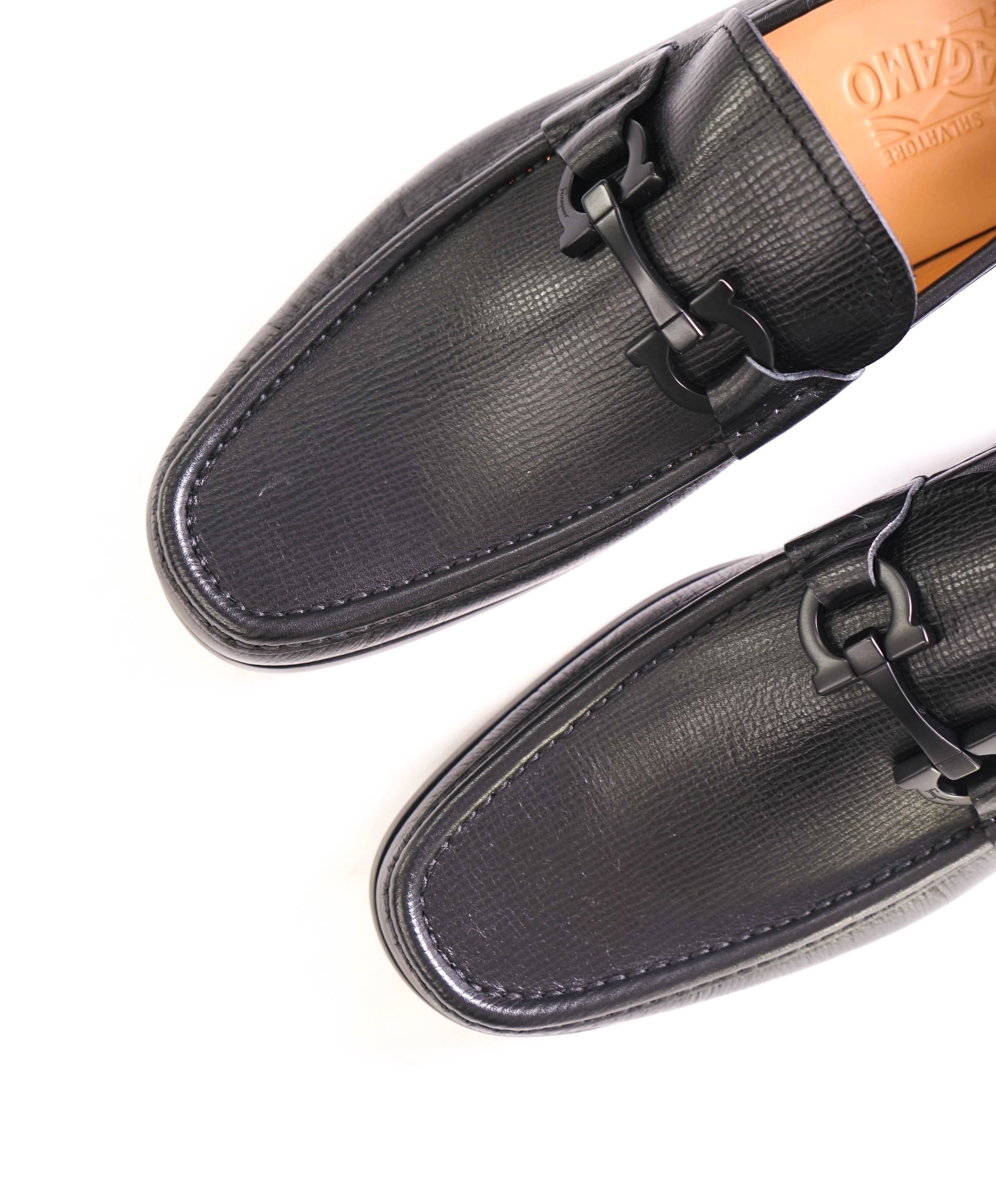 $850 SALVATORE FERRAGAMO - “GRANDIOSO 2" Gancini Bit Loafer Black Leather - 8 EE