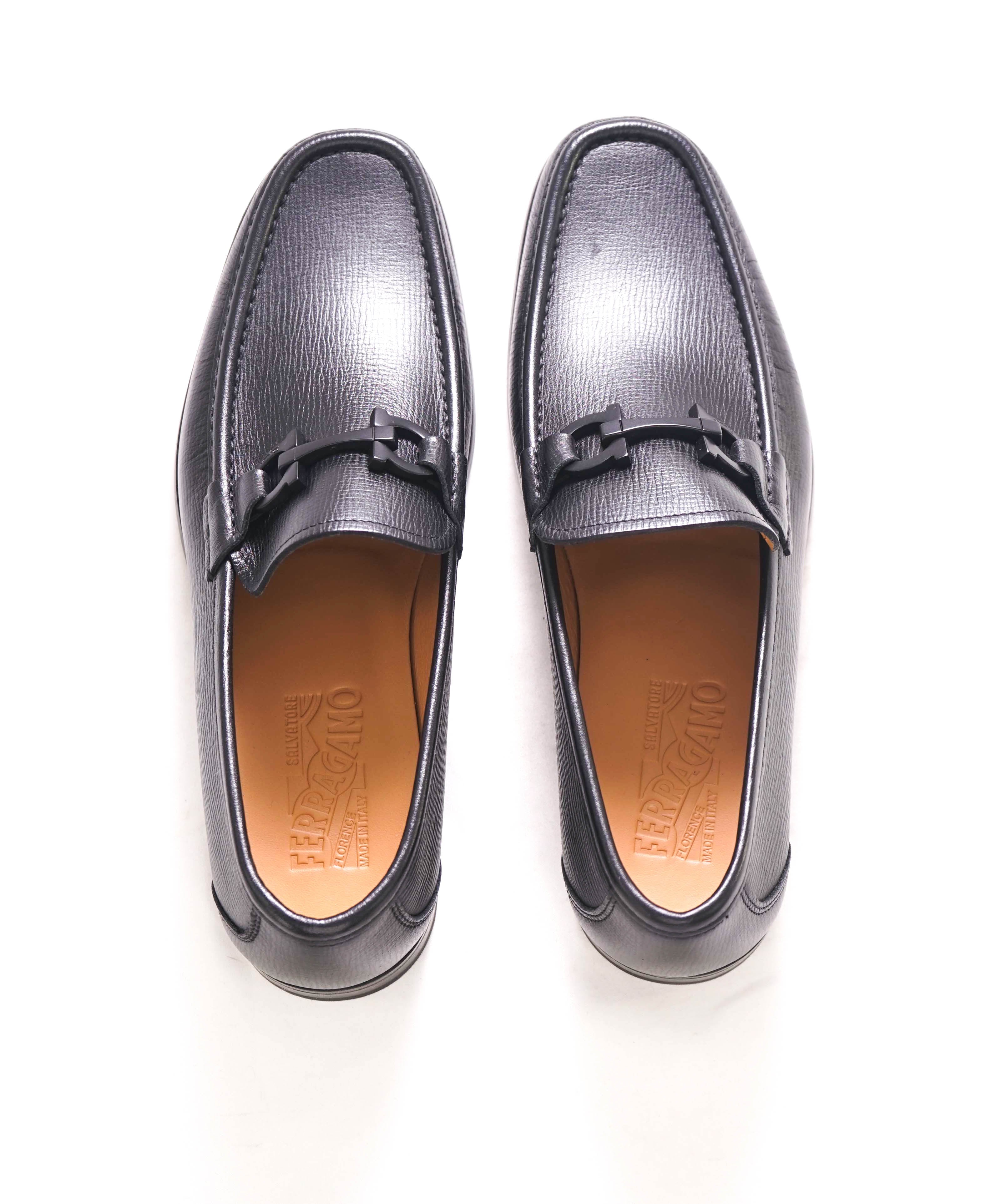 $850 SALVATORE FERRAGAMO - “GRANDIOSO 2" Gancini Bit Loafer Black Leather - 8 EE