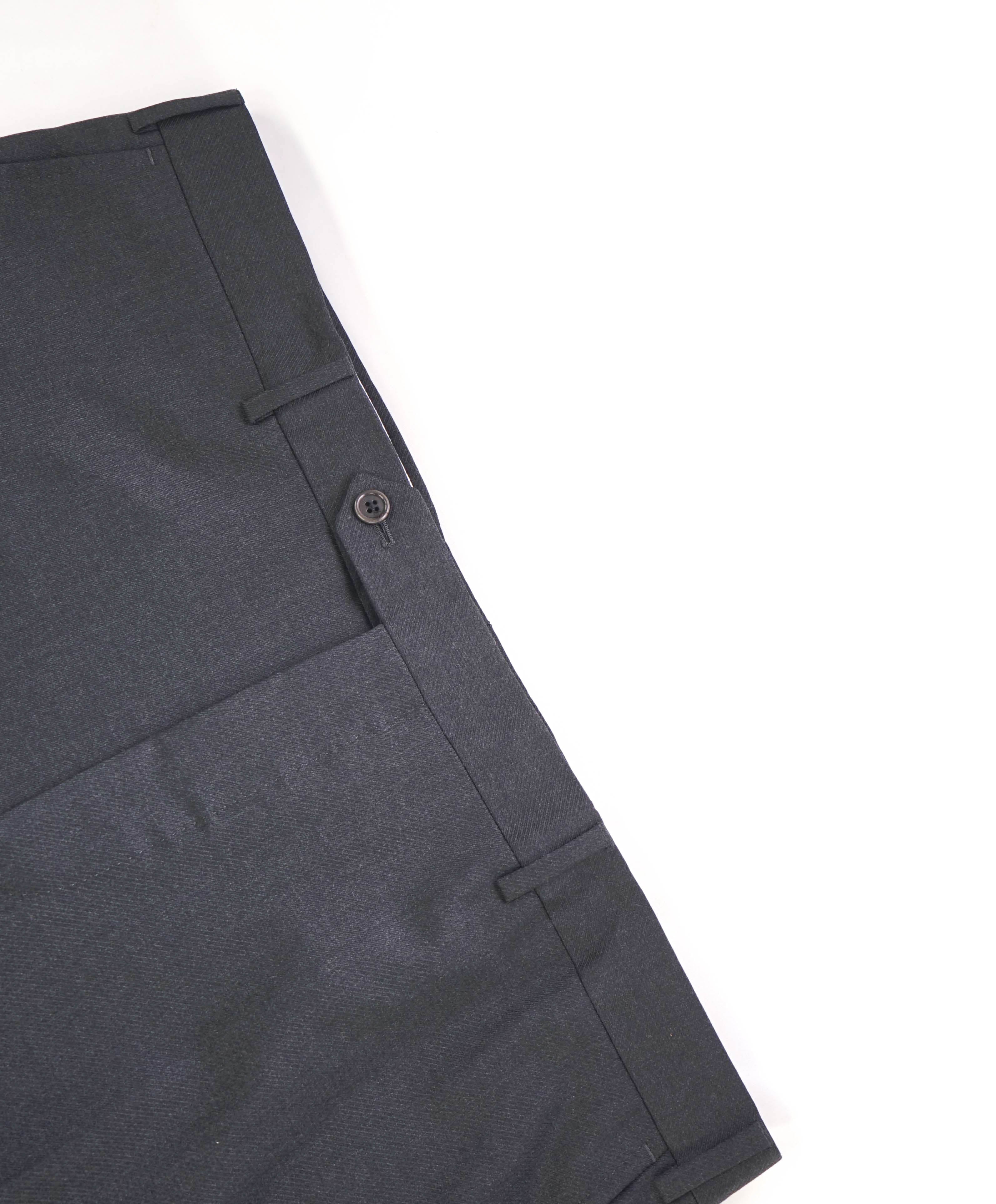 SAKS FIFTH AVE - Gray Twill Pure Wool 'SLIM' MADE IN ITALY Flat Front Dress Pants - 40W