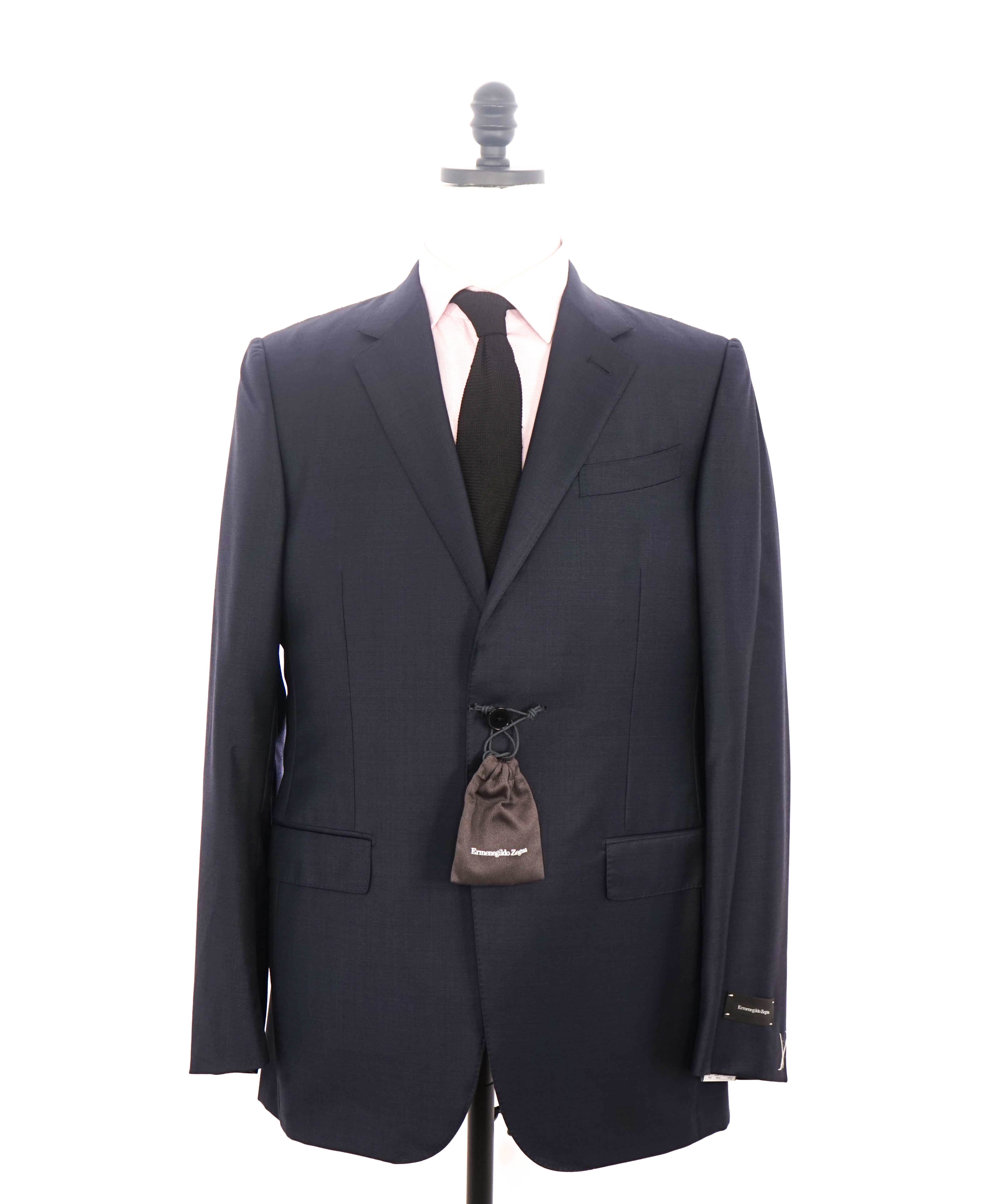 $3,995 ERMENEGILDO ZEGNA -"TROFEO" Navy Blue Birdseye Suit - 40L 35W