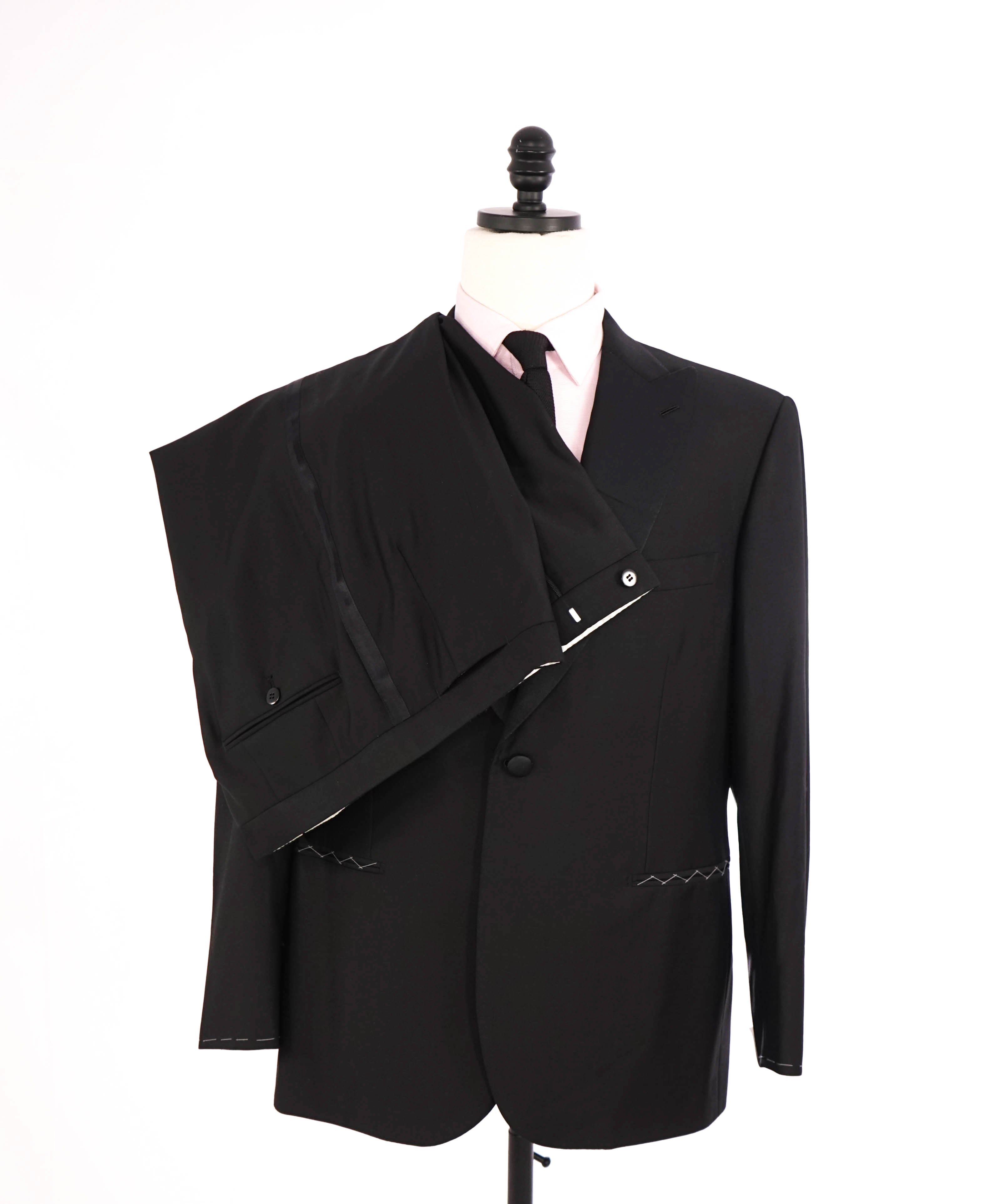 $6,270 BRIONI - *CELEB FAVORITE* Hand Made Italy Black Peak Lapel Tuxedo - 44S