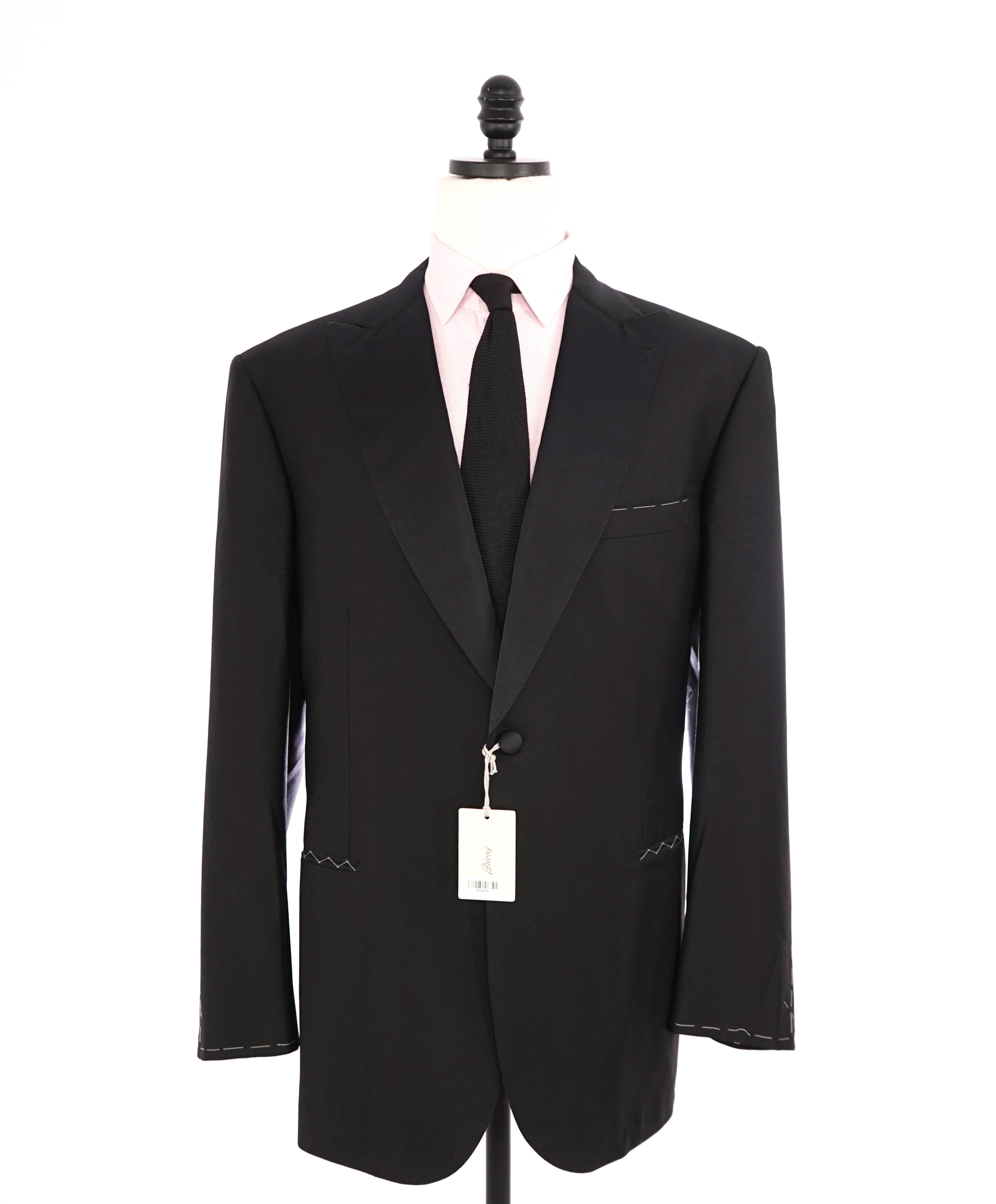 $6,270 BRIONI - *CELEB FAVORITE* Hand Made Italy Black Peak Lapel Tuxedo - 48L