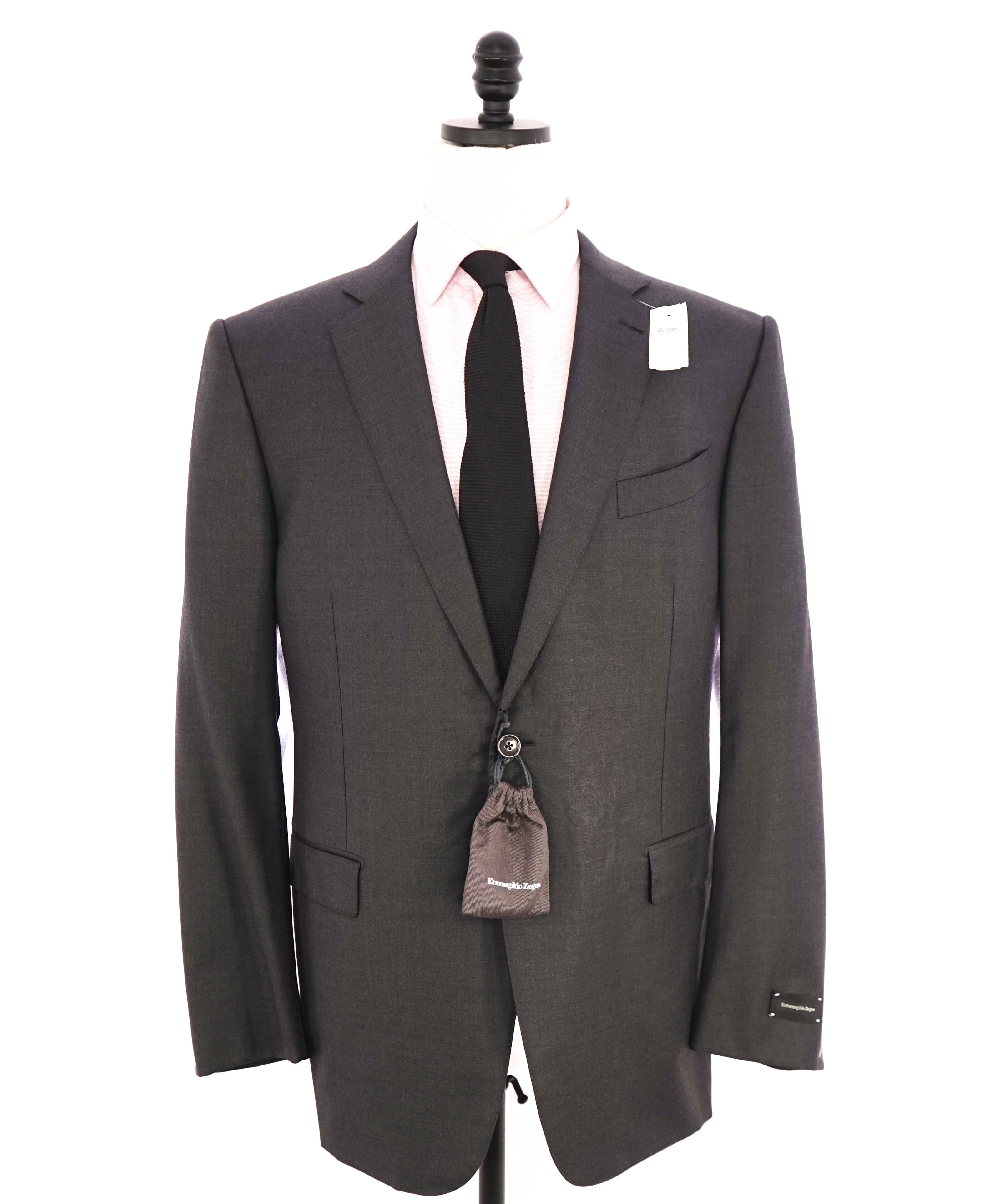 $3,450 ERMENEGILDO ZEGNA -"TROFEO" Charcoal Gray Solid Blazer - 48R