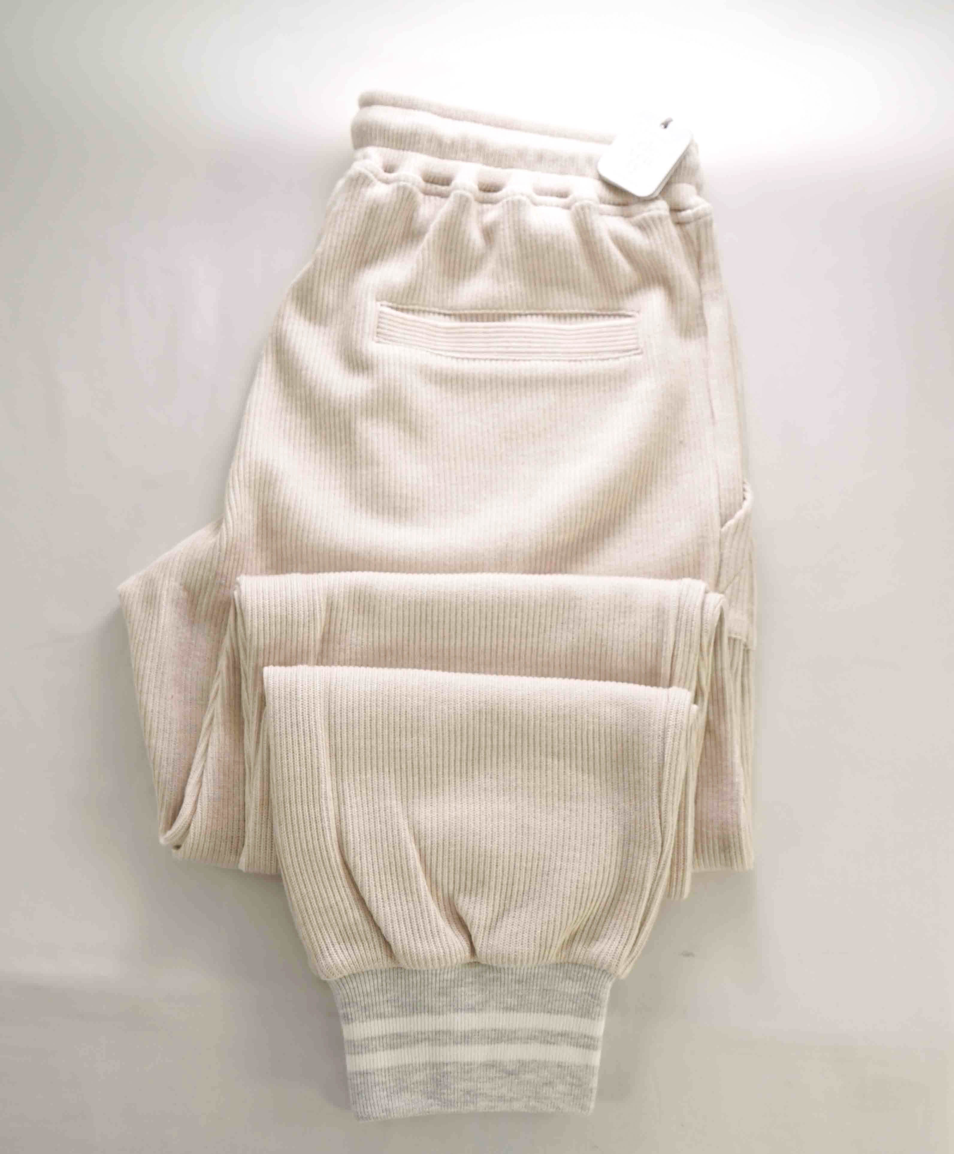 $795 ELEVENTY - Athleisure Cotton Neutral Ribbed Sweatpants Suede Tabs - M