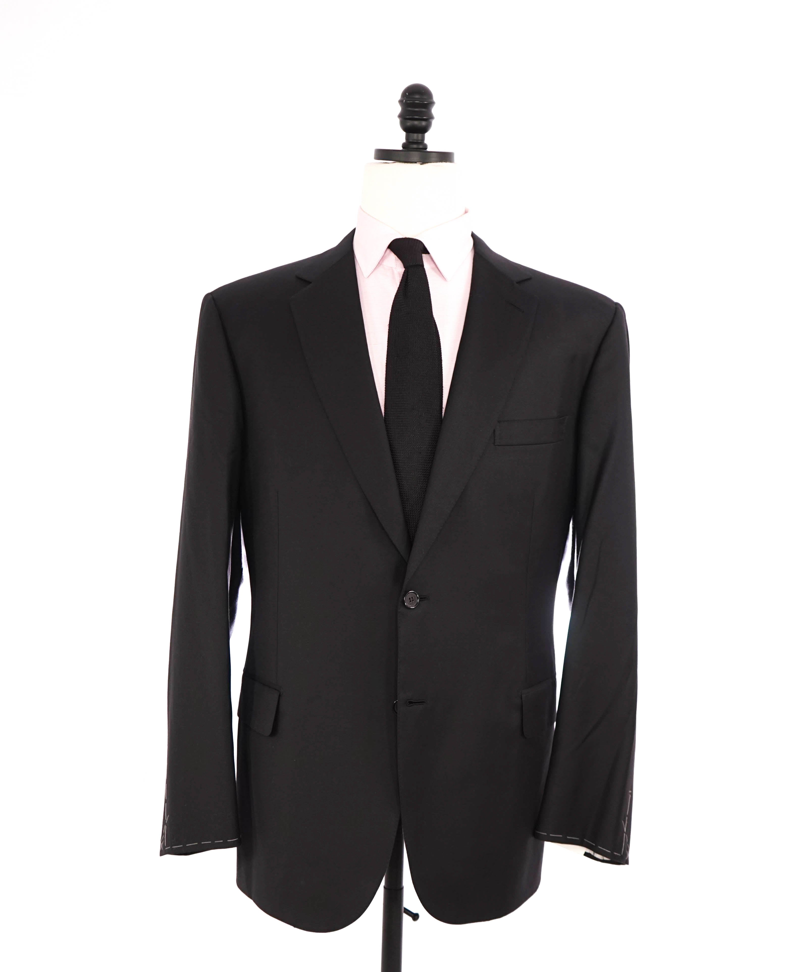 $6300 BRIONI - Classic Solid Black 2-Btn *CELEB FAVE* 160's Suit - 46R