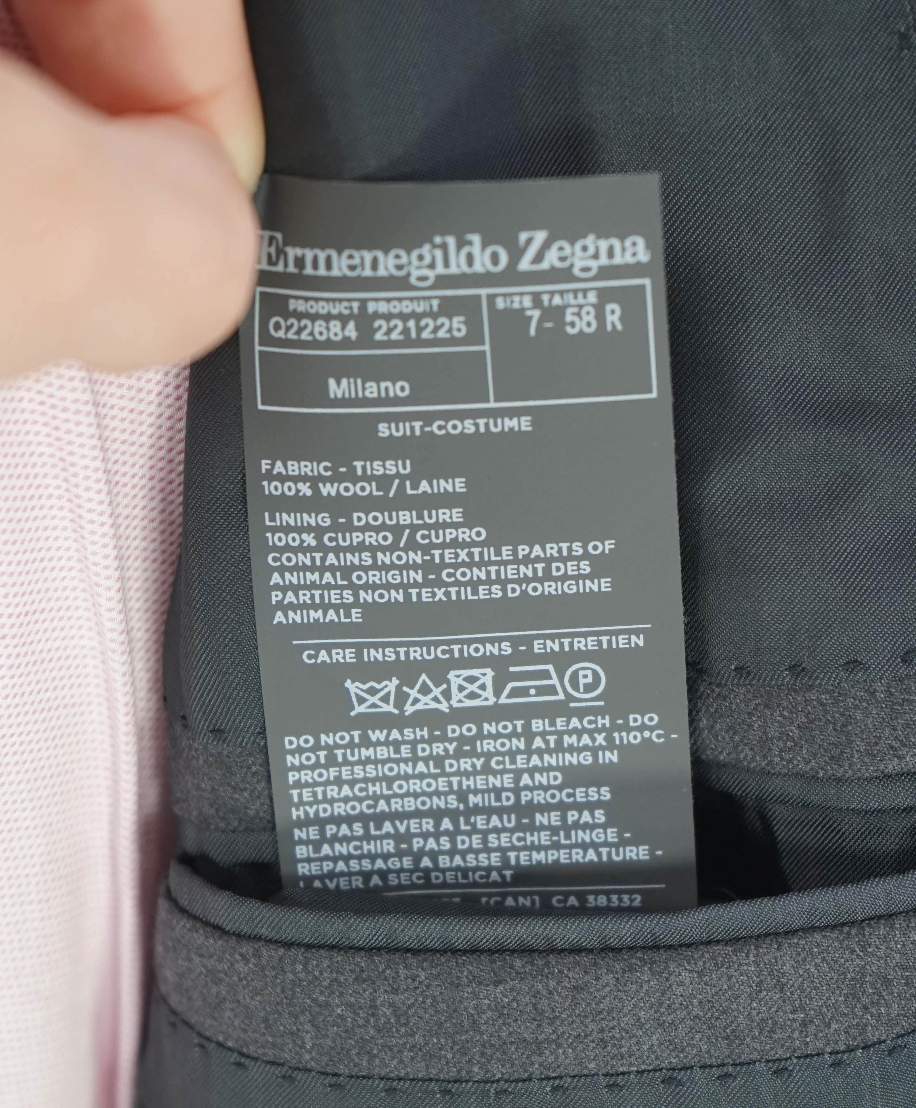 $3,450 ERMENEGILDO ZEGNA -"TROFEO" Charcoal Gray Solid Blazer - 48R