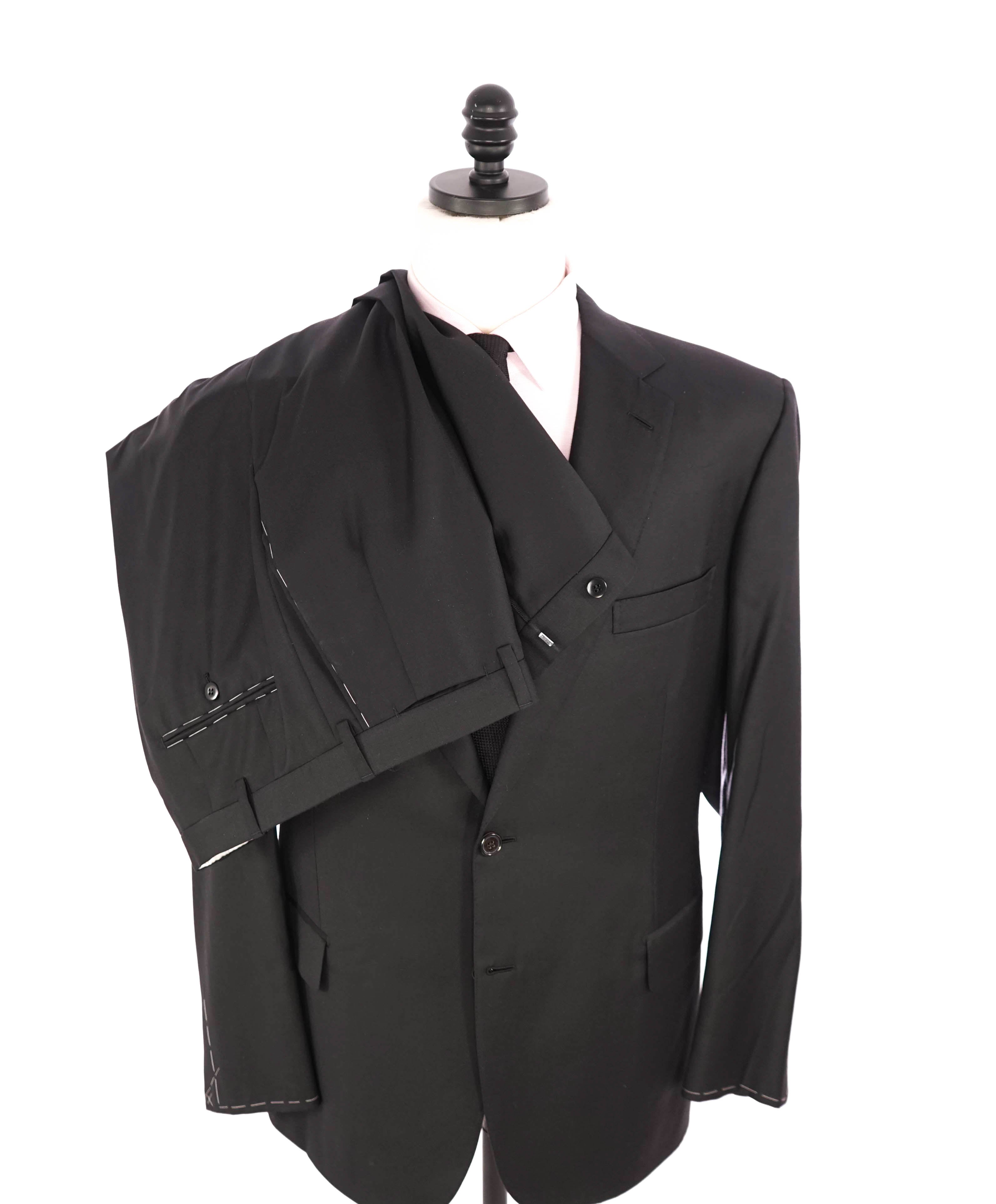 $6300 BRIONI - Classic Solid Black 2-Btn *CELEB FAVE* 160's Suit - 46R