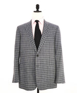 $2,295 GIORGIO ARMANI - “SOFT” Wool/Silk/Linen Oxford Weave Gray Check Blazer - 46R