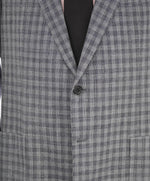 $2,295 GIORGIO ARMANI - “SOFT” Wool/Silk/Linen Oxford Weave Gray Check Blazer - 46R