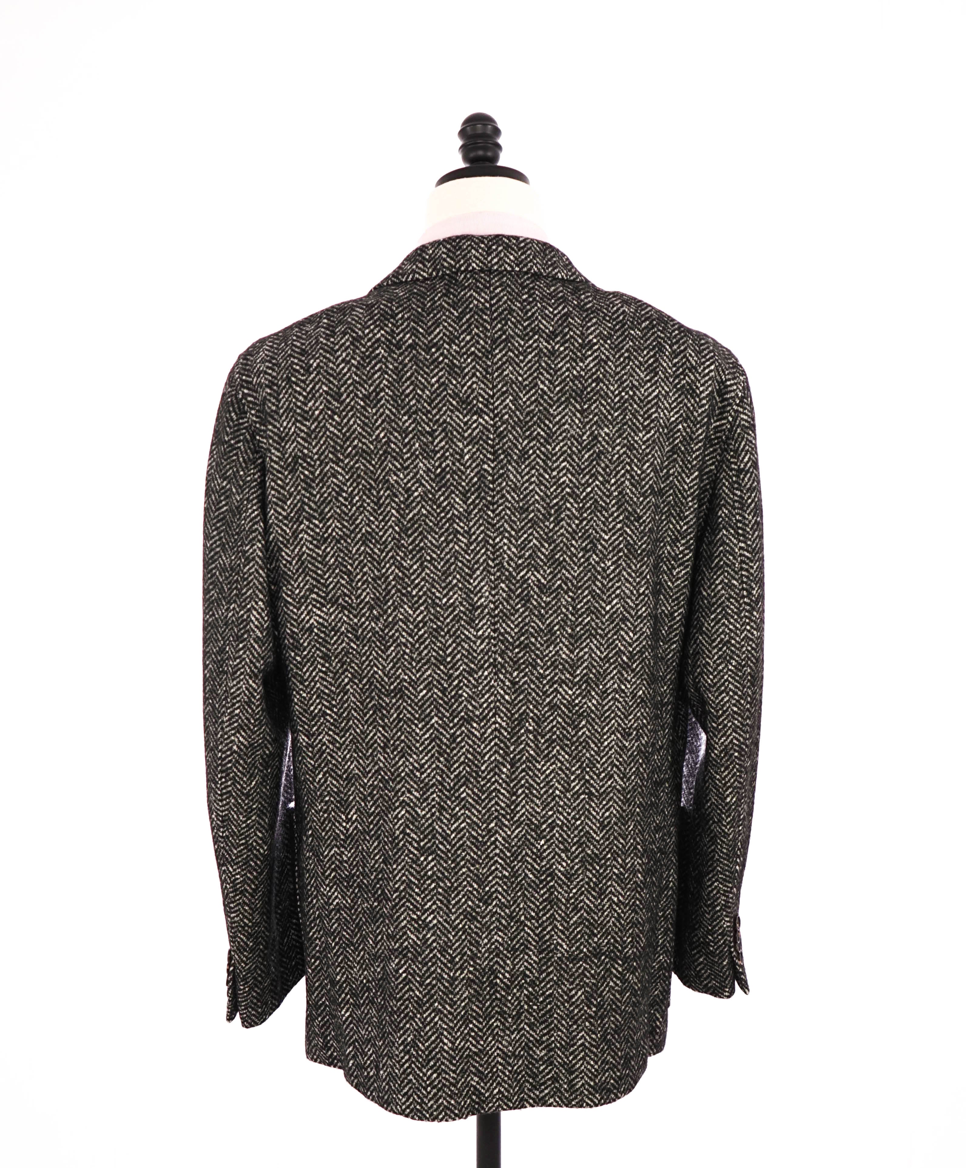 $2,895 ERMENEGILDO ZEGNA - *WOOL / ALPACA* Herringbone Black/White Blazer - 46R