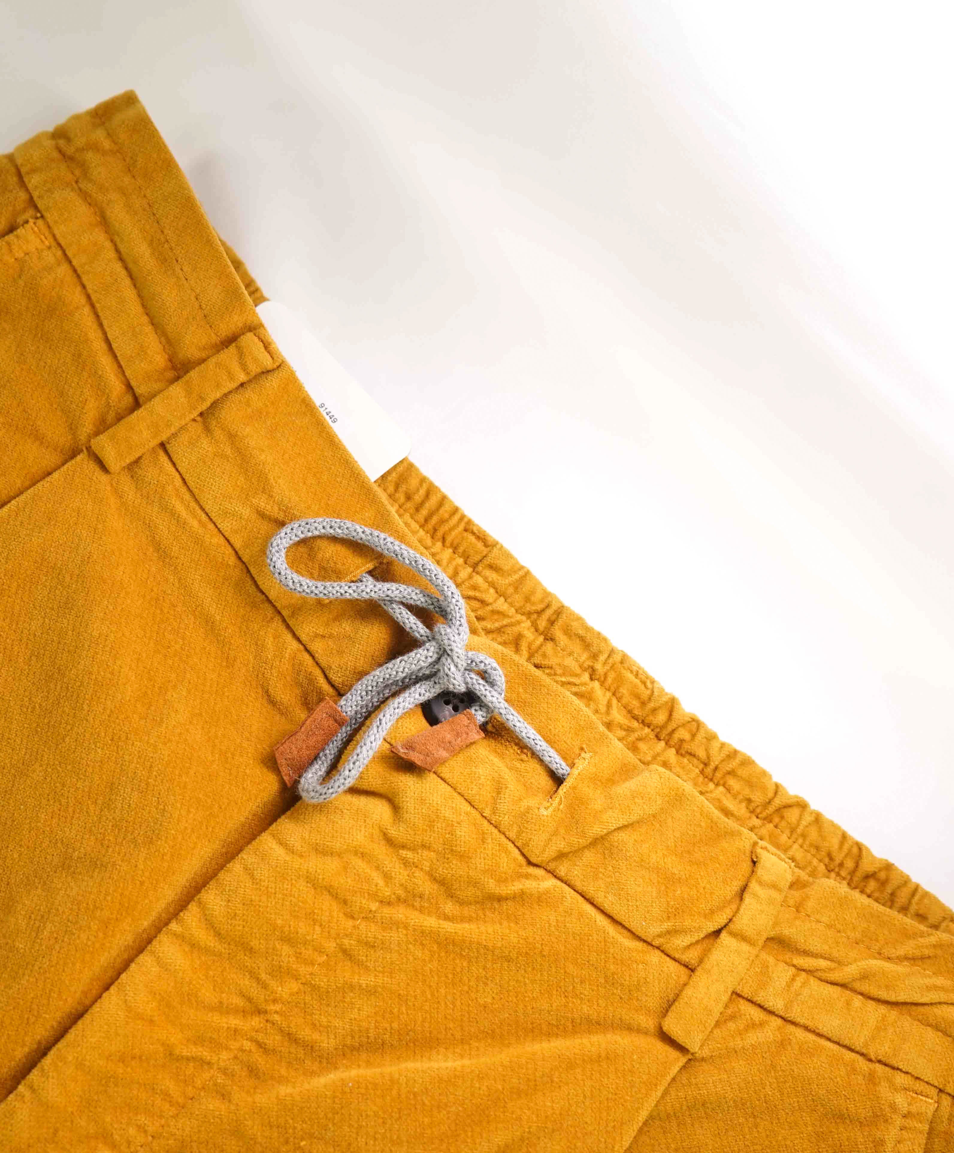 $695 ELEVENTY - JOGGER *WEATHERED VELVET* Yellow Cotton Pants- 33W