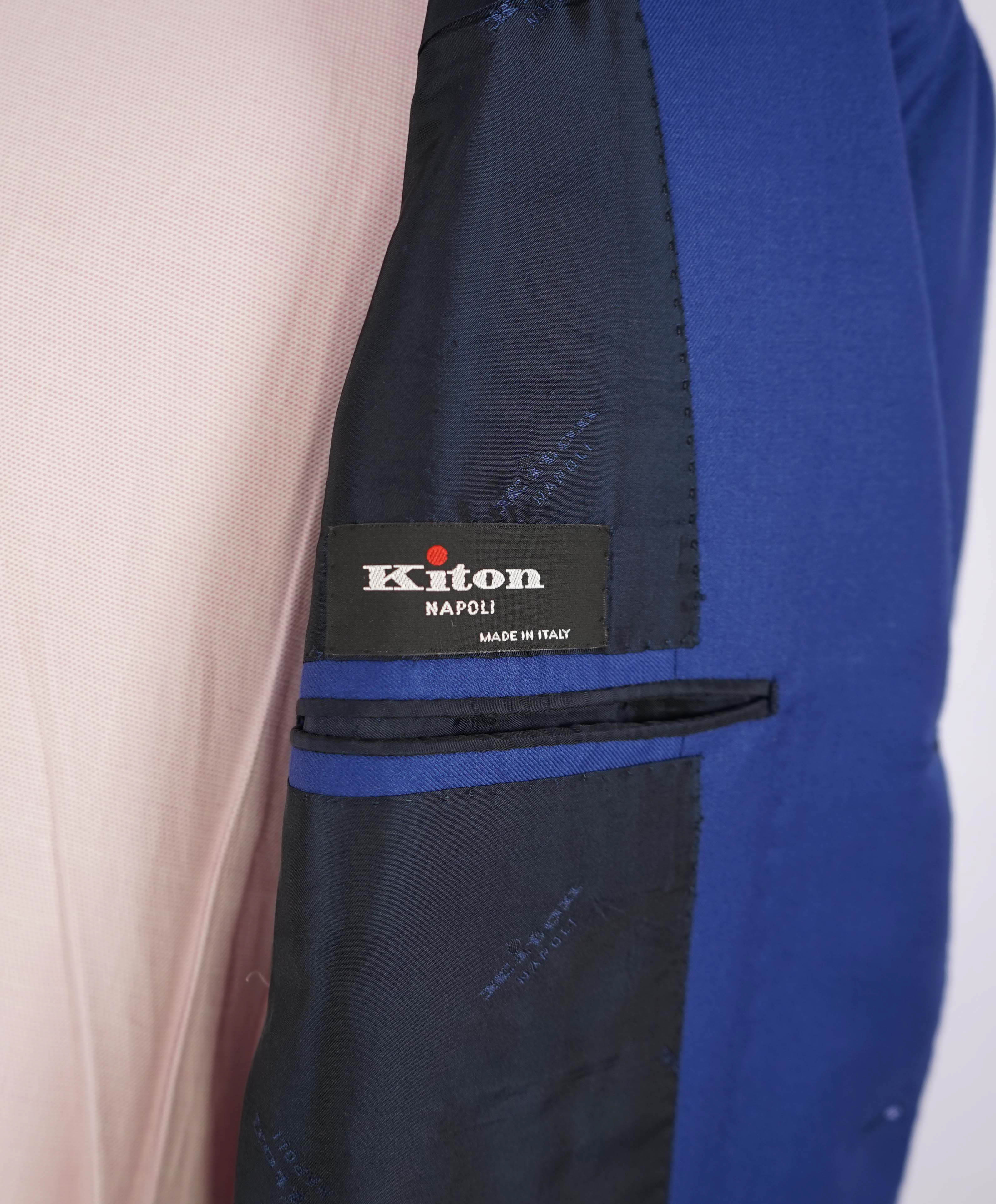 $9,600 KITON - *PURE CASHMERE* Cobalt Blue Patch Pocket 2/3 Roll Blazer - 40R