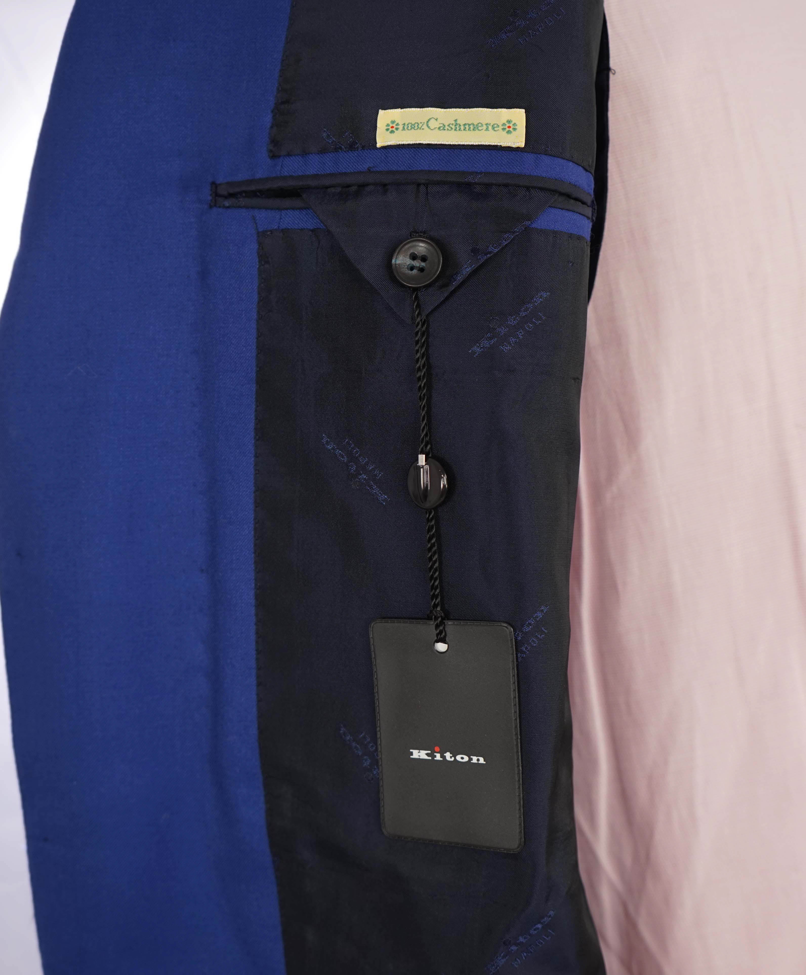 $9,600 KITON - *PURE CASHMERE* Cobalt Blue Patch Pocket 2/3 Roll Blazer - 40R