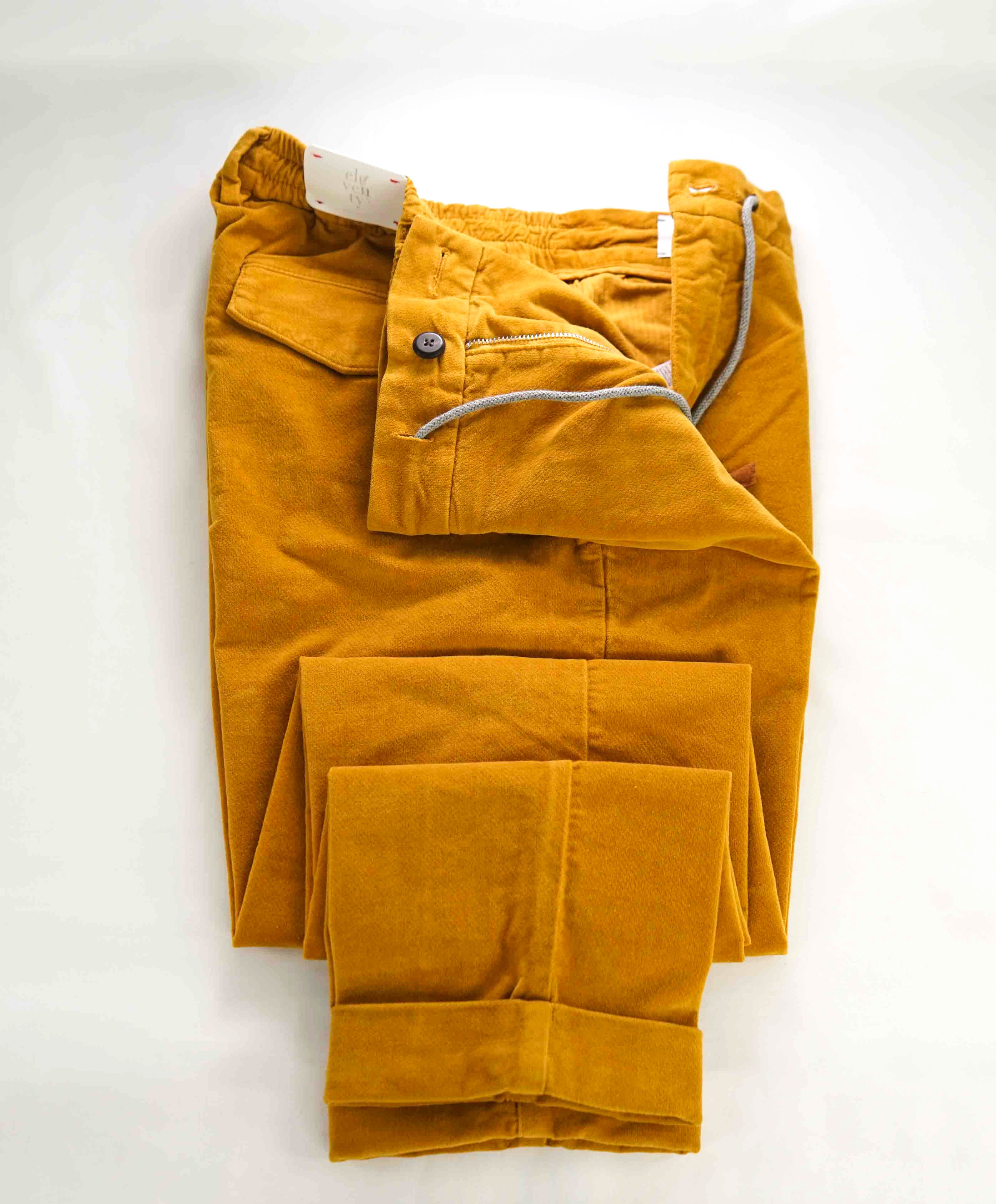 $695 ELEVENTY - JOGGER *WEATHERED VELVET* Yellow Cotton Pants- 33W