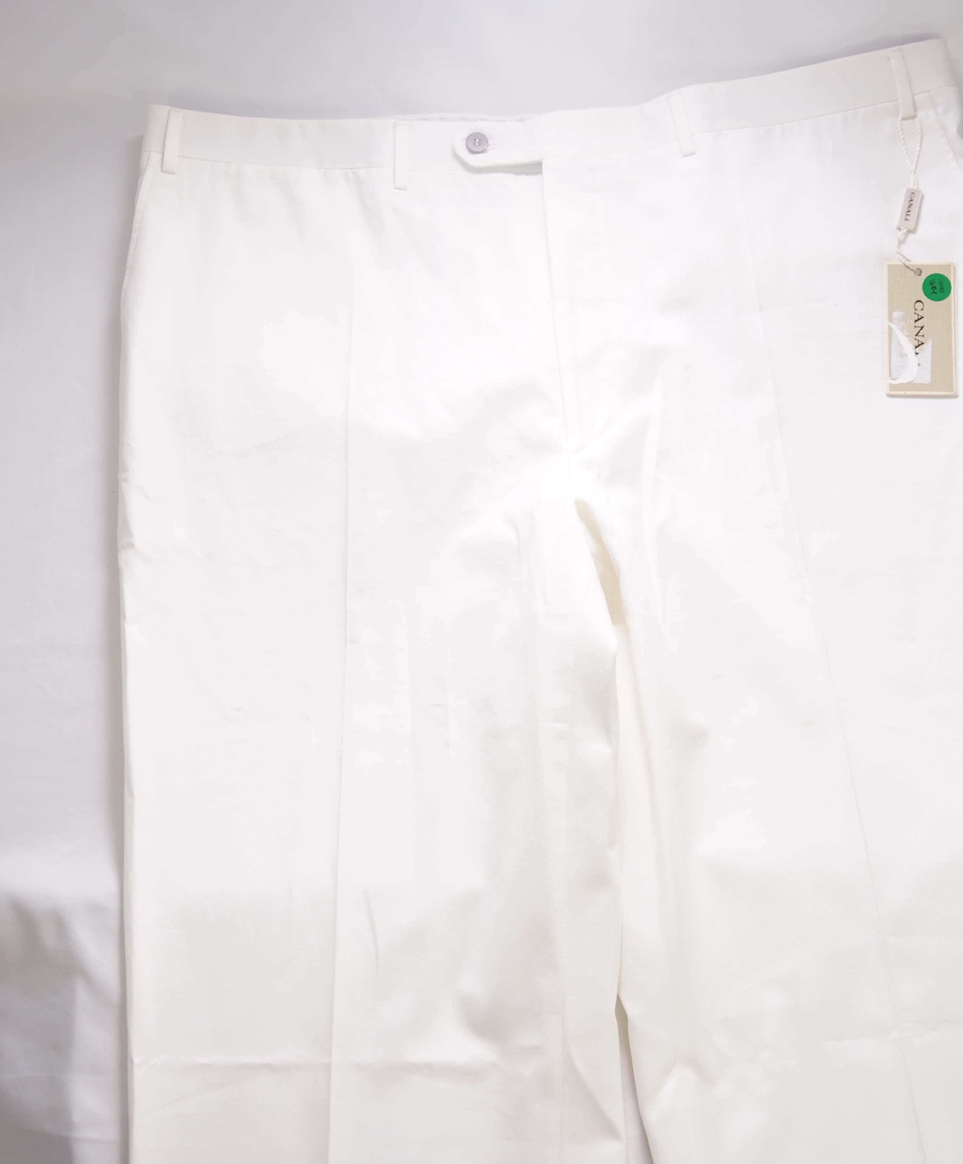 CANALI - *CLOSET STAPLE* Solid White Cotton Chino Pants - 44W