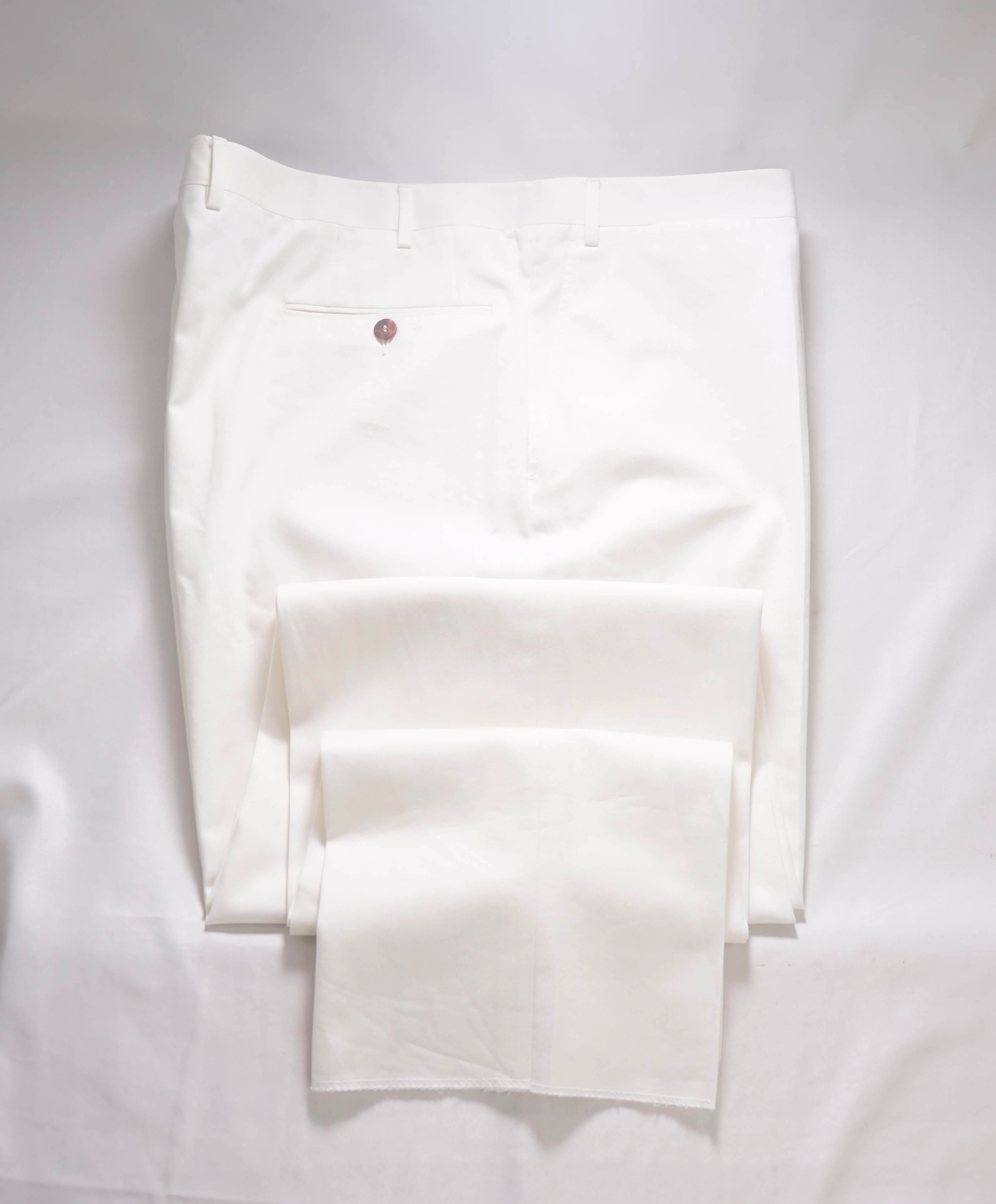 CANALI - *CLOSET STAPLE* Solid White Cotton Chino Pants - 44W