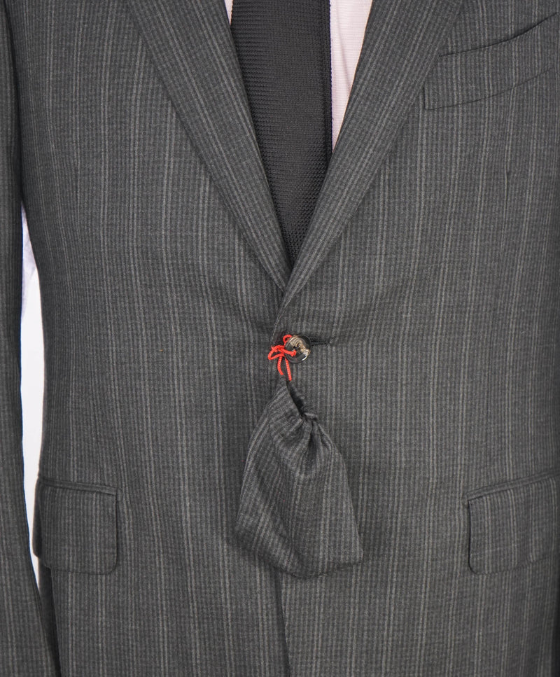 $4,000 ISAIA - "BASE GREGORY" Check Gray Plaid Coral Pin Suit - 42R