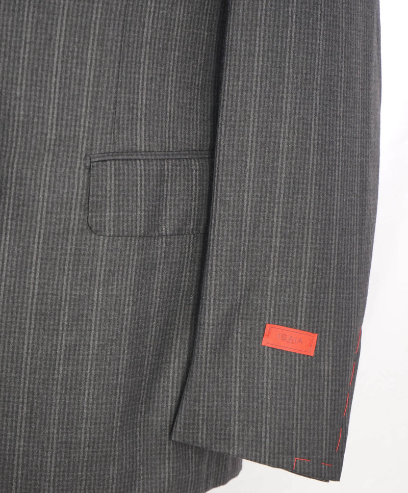 $4,000 ISAIA - "BASE GREGORY" Check Gray Plaid Coral Pin Suit - 42R