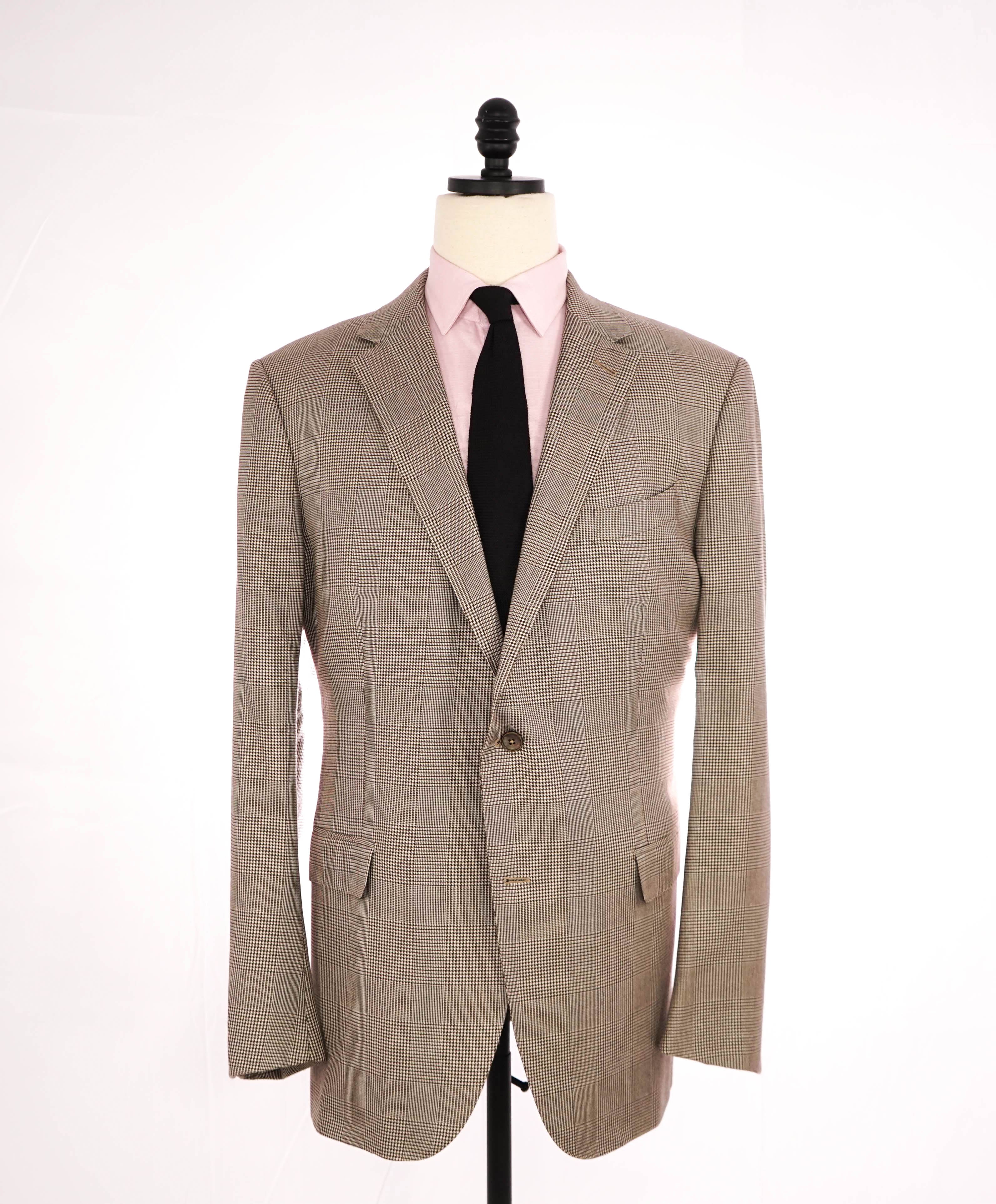 ERMENEGILDO ZEGNA - Neutral Brown Check *70% CASHMERE* SILK Blazer - 50L