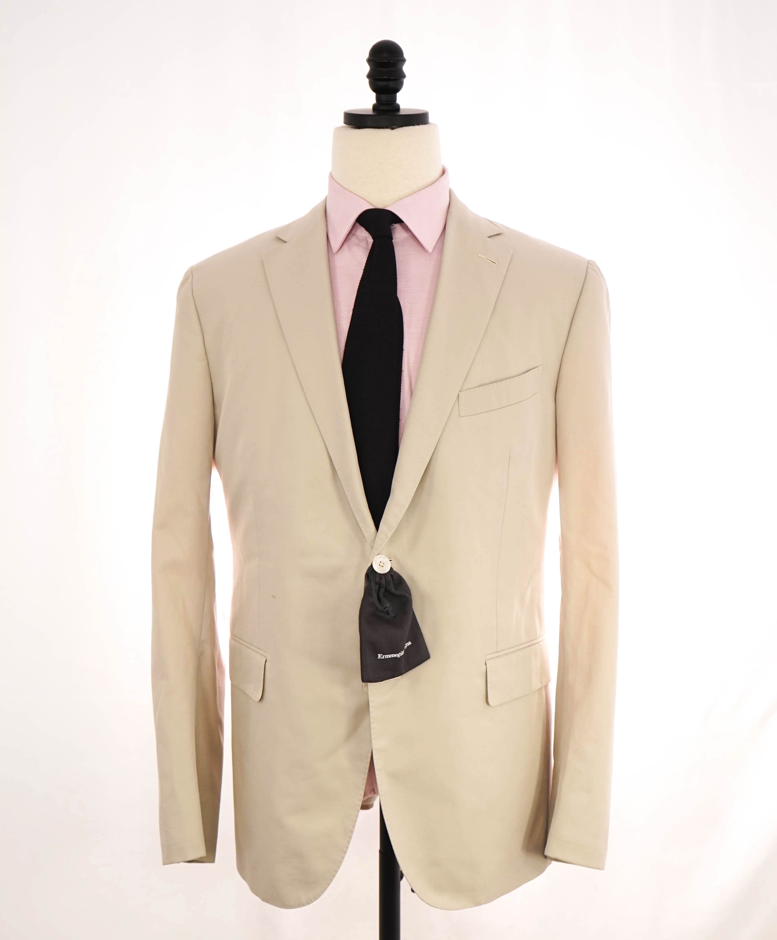 $3,000 ERMENEGILDO ZEGNA - Made In Italy Off White Cotton Light Summer Suit - 44R