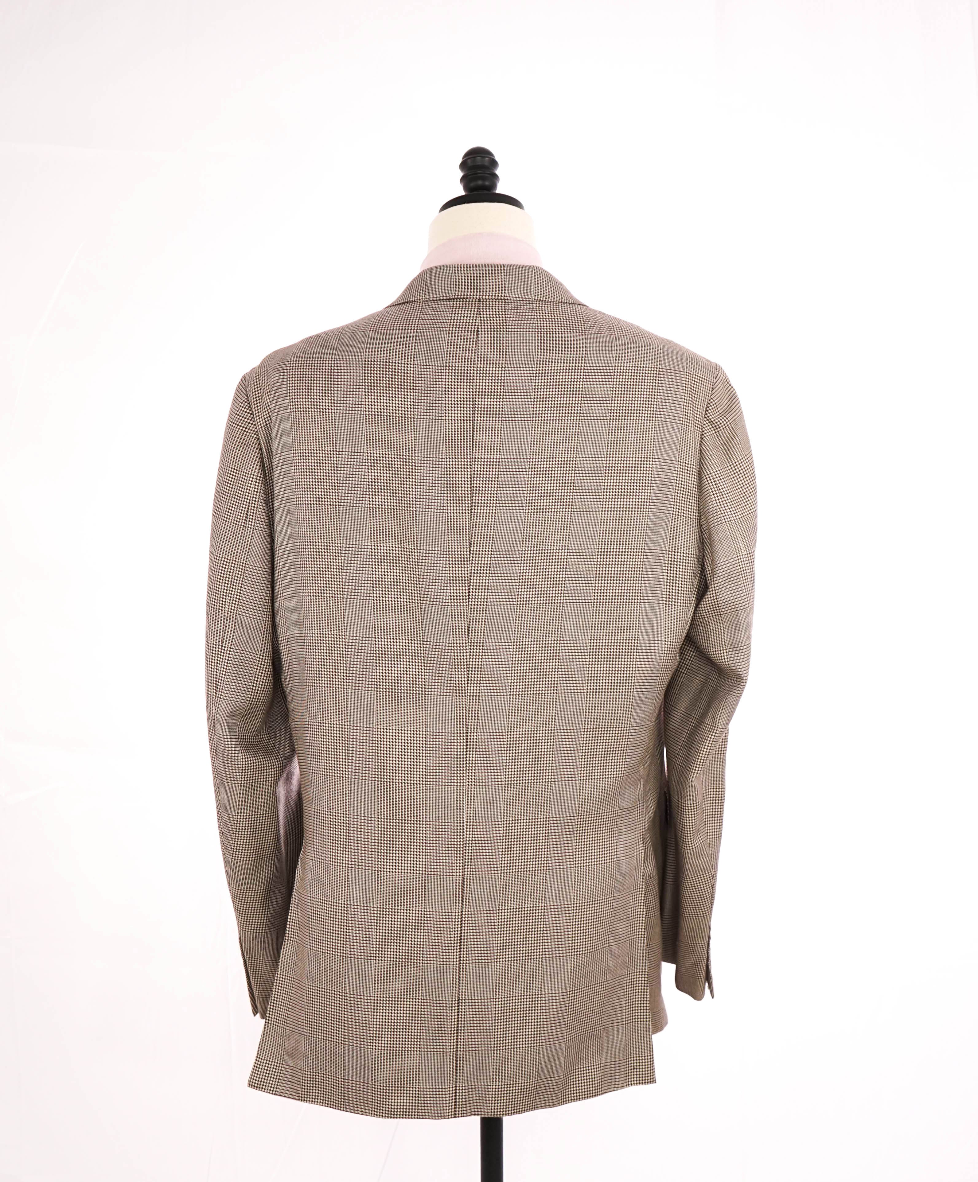 ERMENEGILDO ZEGNA - Neutral Brown Check *70% CASHMERE* SILK Blazer - 50L