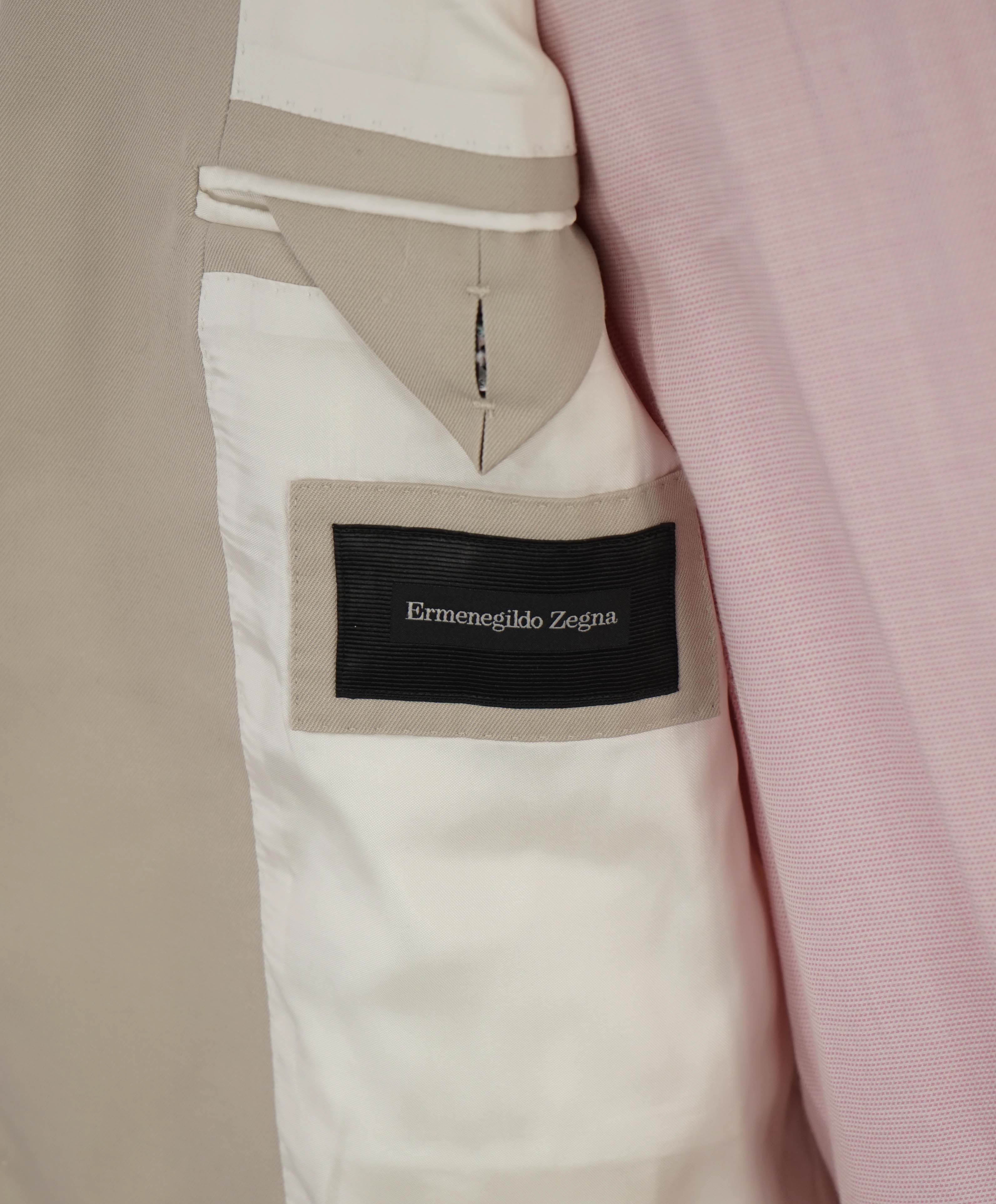 $3,000 ERMENEGILDO ZEGNA - Made In Italy Off White Cotton Light Summer Suit - 44R