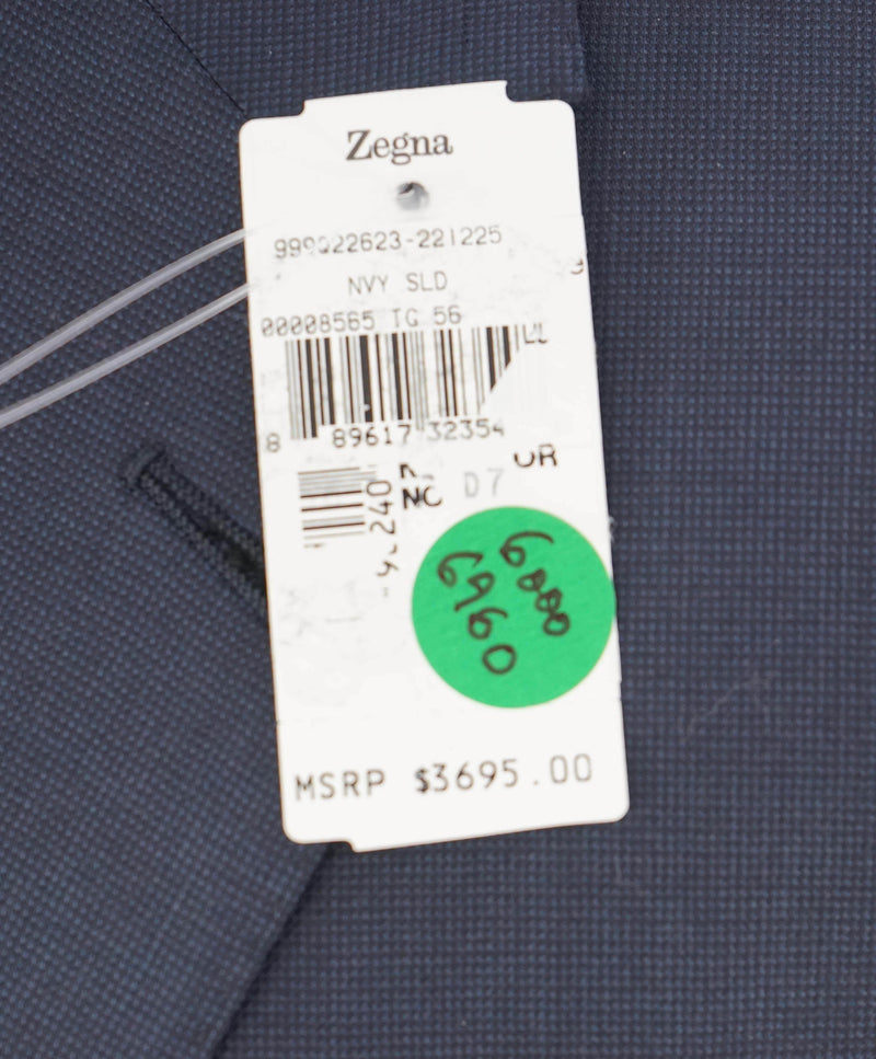 $3,250 ERMENEGILDO ZEGNA -"TROFEO" Navy Blue Birdseye Blazer - 46L