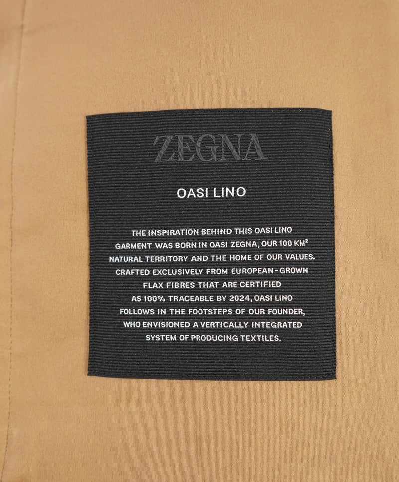 $1,690 ERMENEGILDO ZEGNA - OASI Linen Tan/Neutral Over Shirt Chore Jacket - M